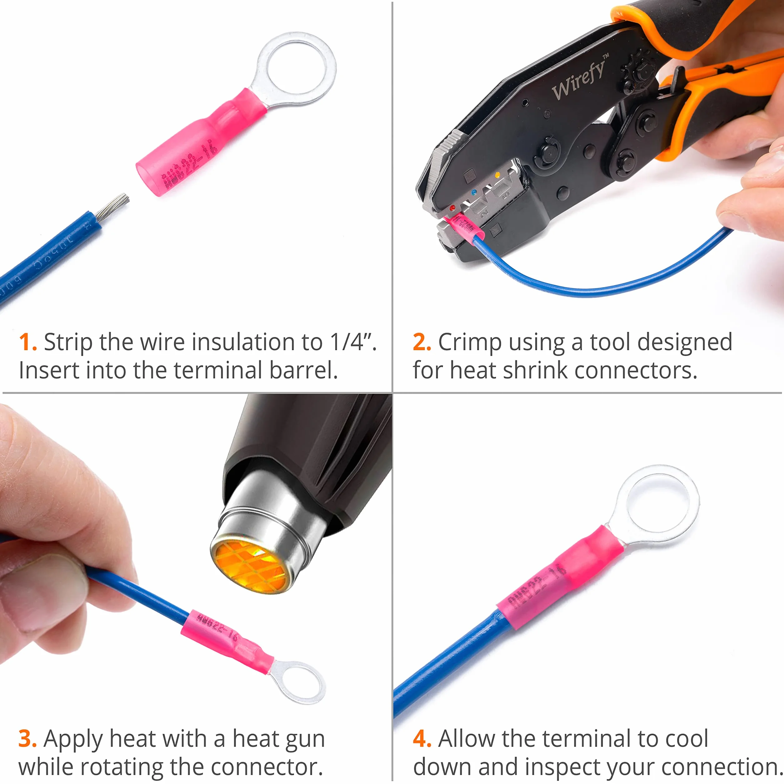 Wirefy 150 Piezas Terminales Redondos M3.5 Kit Conectores Termorretráctiles Automoción 0.5-1.5 mm²