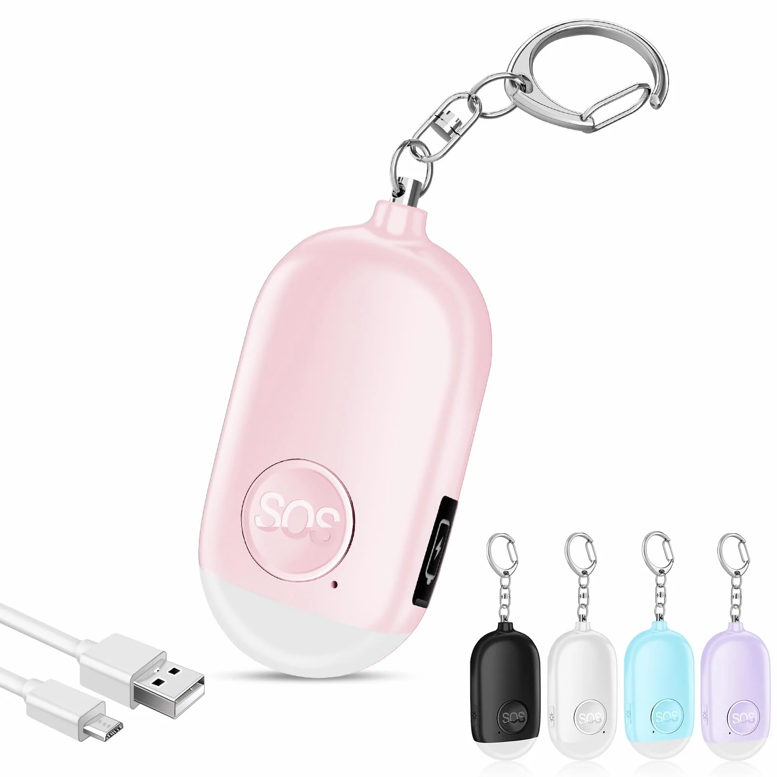 Alarma Personal Autodefensa de Bolsillo Hion - Llavero de Defensa Personal Recargable 130 dB con Iluminación LED para Mujeres, Niños y Personas Mayores - Potente y Confiable(Rosa, 1)