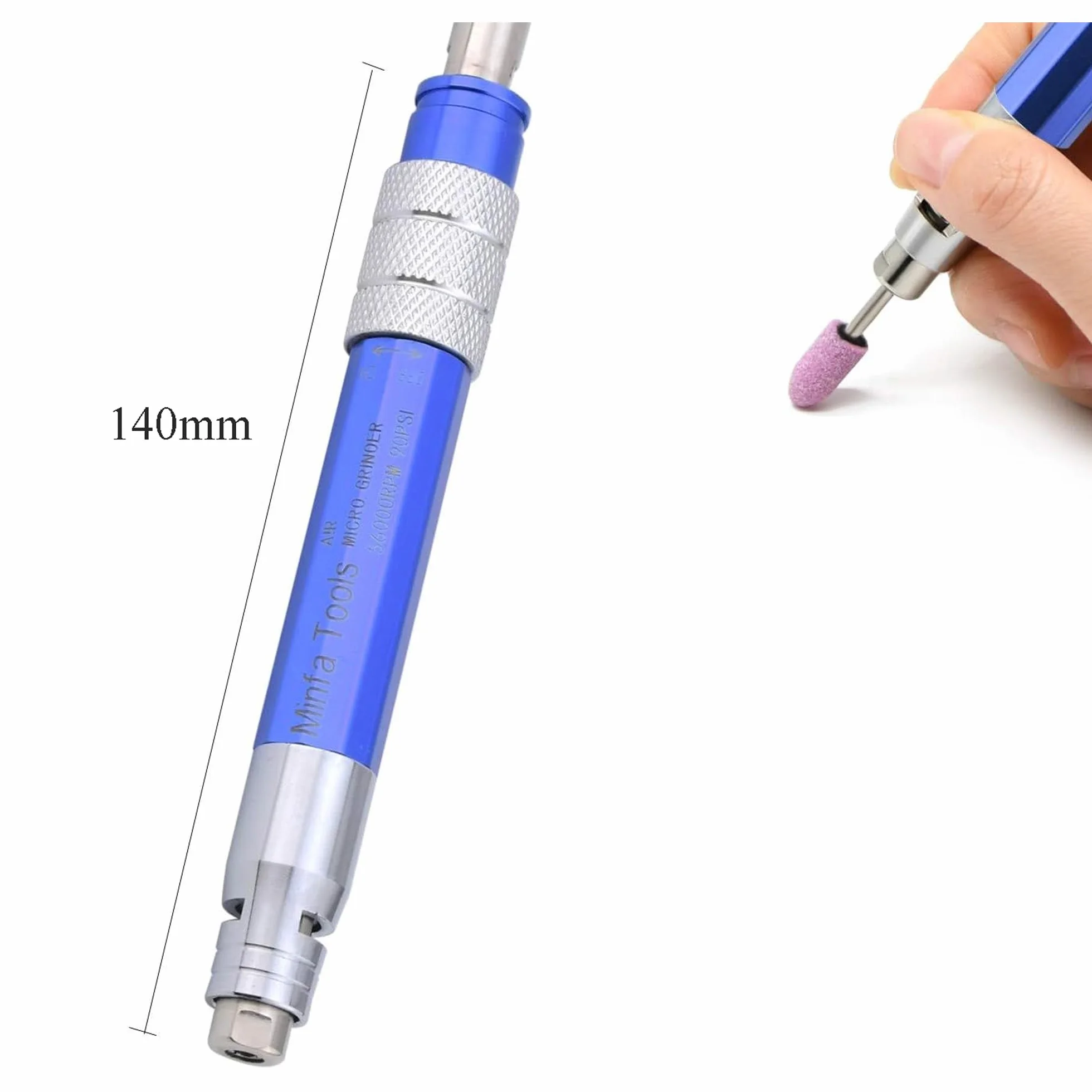 Juego de lijadora de barra de aire comprimido, 3 mm, mini lápiz de pulido, herramienta de corte neumático, para lijado y pulido de precisión, 56000 rpm