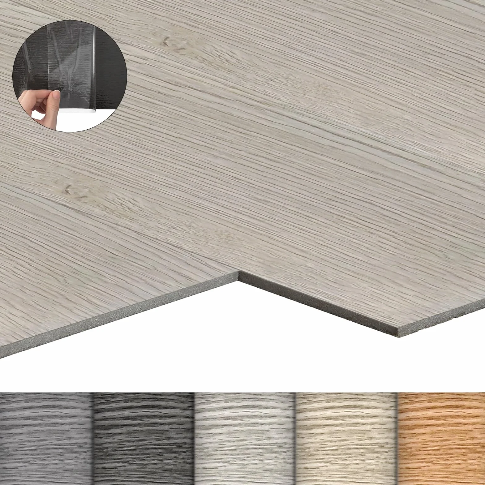 LZQ Revestimiento de suelo de vinilo autoadhesivo con efecto madera, 18 tablones de vinilo de 2,51 m², resistentes al desgaste y al agua, para salón, cocina, roble blanco
