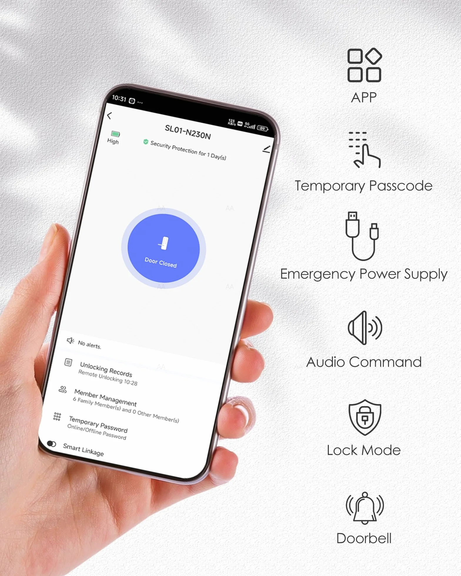NGTeco Cerradura de puerta inteligente Cerradura de seguridad sin llave con huella digital, código, tarjeta IC, WiFi para puertas estrechas, control mediante aplicación, fácil instalación
