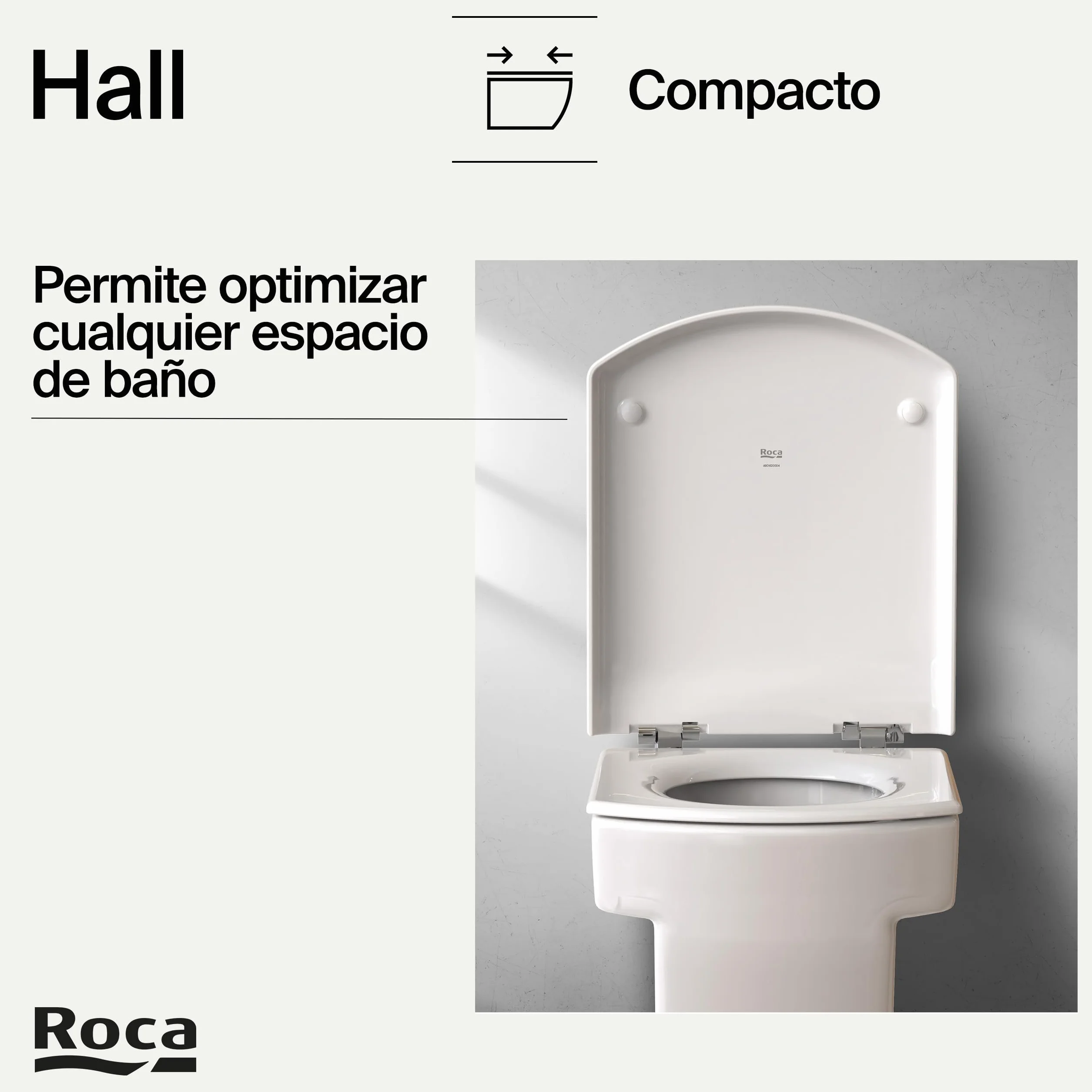 Roca Hall - Tapa y asiento para inodoro compacto con bisagras de acero inoxidable, tapadera de WC original con ajuste perfecto, recambio de tapa de váter resistente, blanco, A801620004