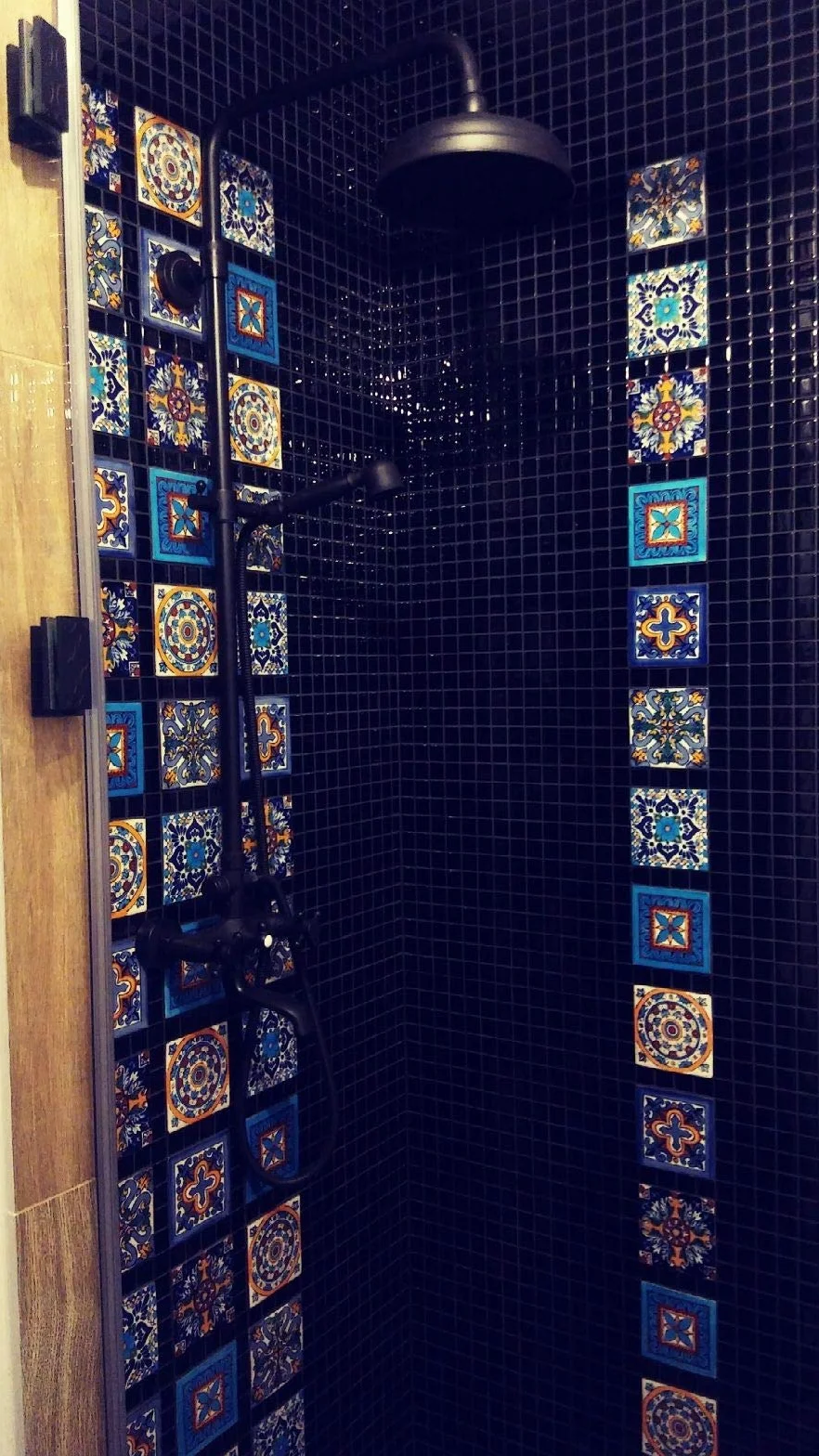 Cerames Azulejos cerámicos mexicanos Armando - 30 azulejos decorativos de mosaico mexicano para baño, cocina, ducha, escaleras, pared posterior de la cocina | Azulejos de mosaico de cerámica 10,5 x