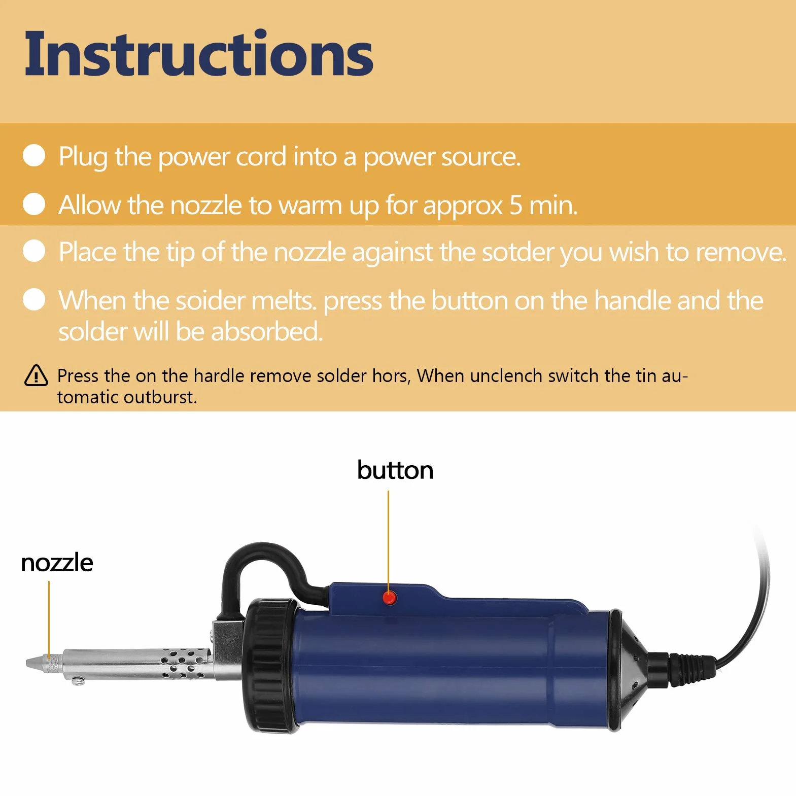 Bomba desoldadora 30W Weytoll Desoldador Estaño Eléctrica Pistola Desolder BBT-580 Soldadura Eléctrica Portátil Automática de Ventosa de Estaño
