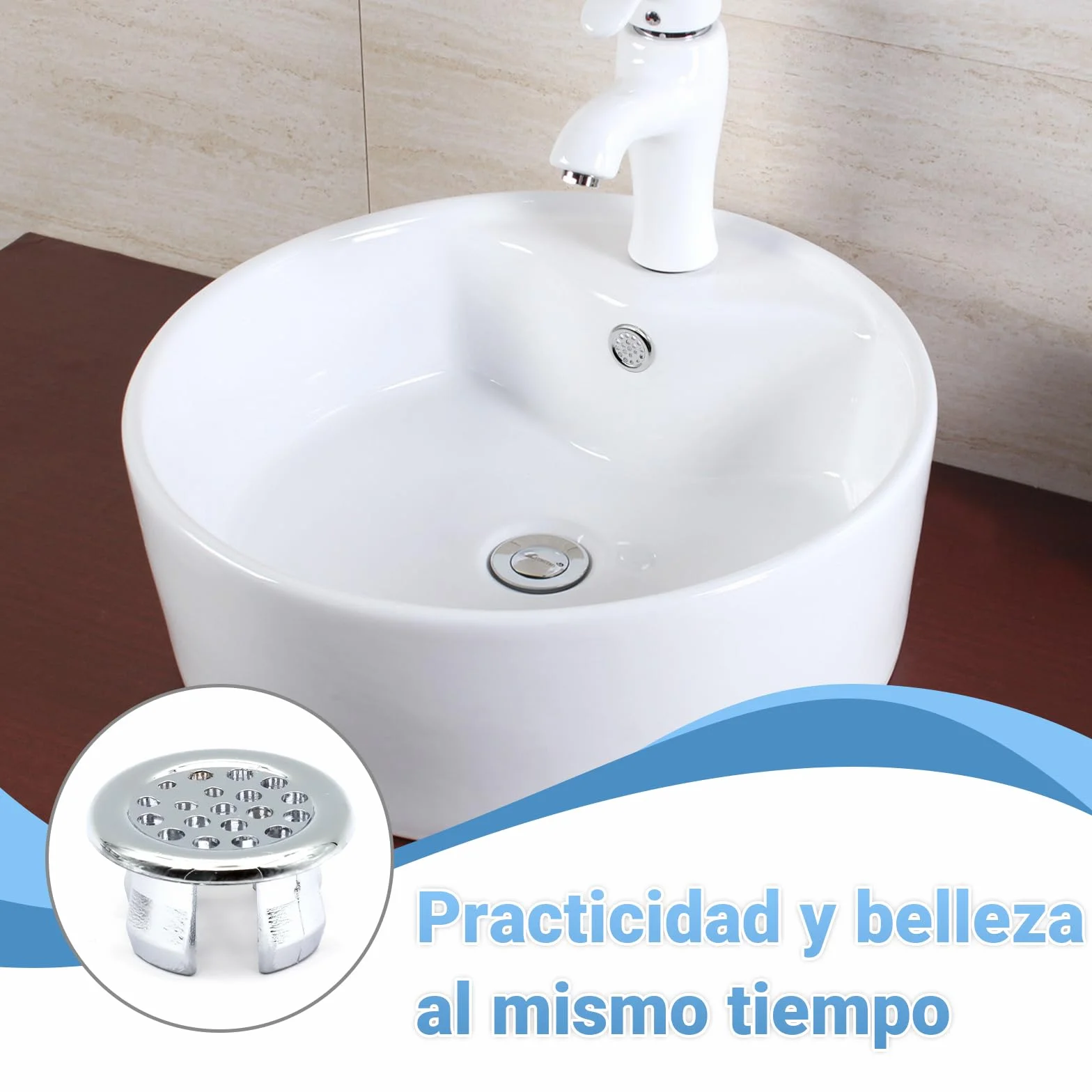 ZOCONE 8 Piezas Embellecedor Lavabo Agujero, Anillo Desbordamiento Embellecedor Rebosadero Lavabo, Anillo Hueco Agujero Redondo Tapa Rebosadero Lavabo Inserto para Fregadero, Baño, Cocina