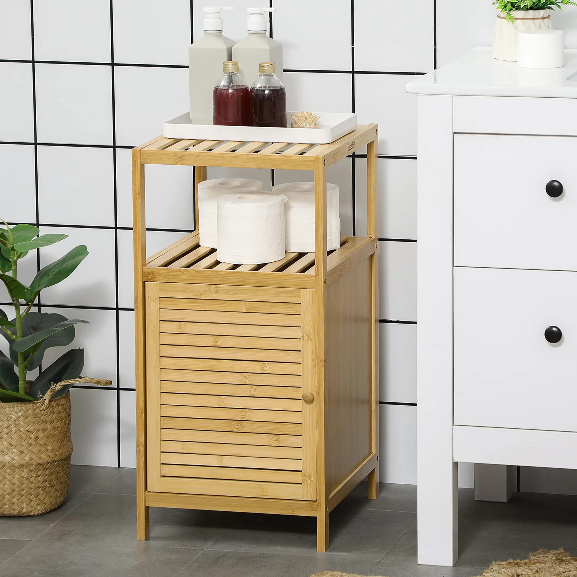 Kleankin Estantería de Baño Bambú 33x36,5x67 cm Natural