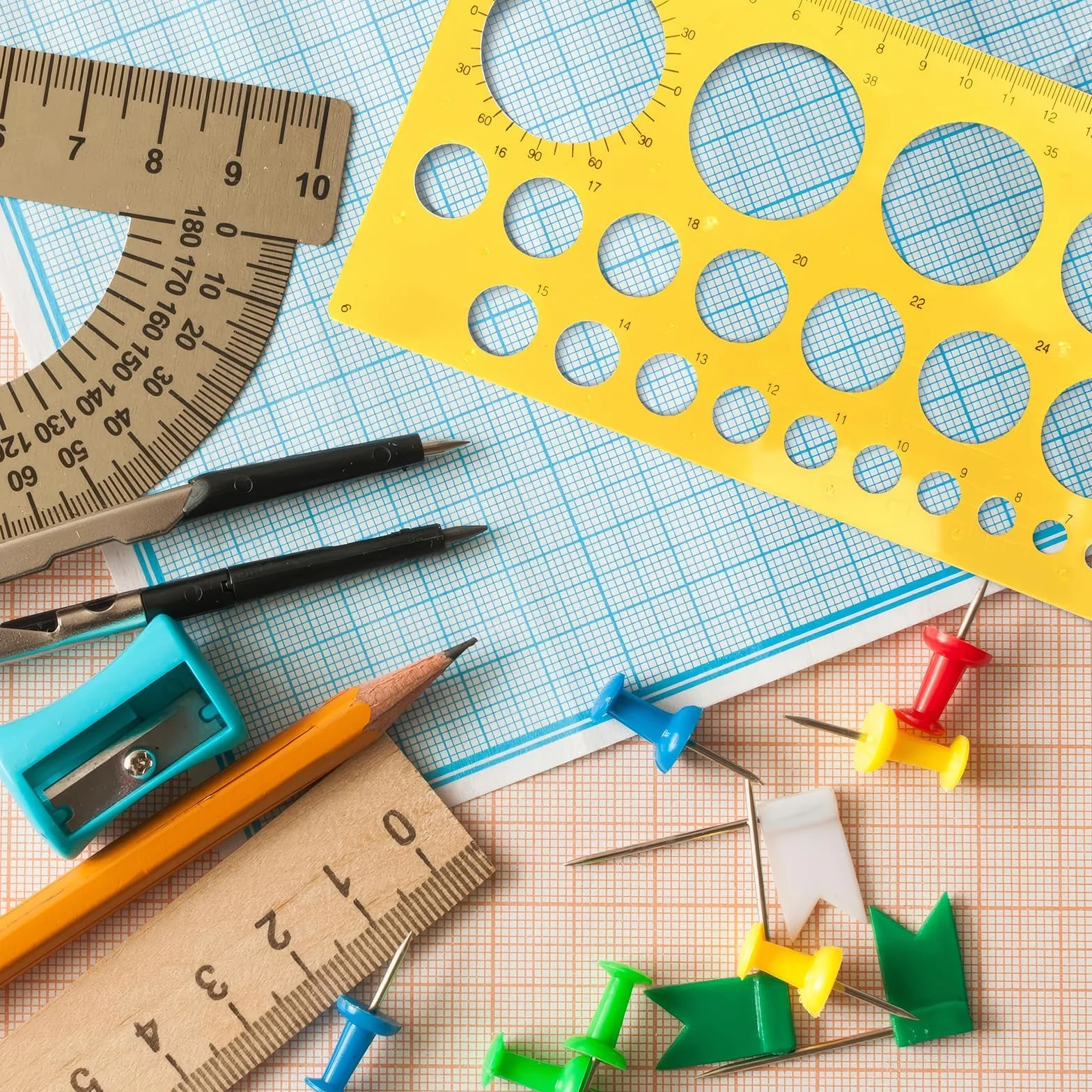 Plantillas Para Dibujar, Plantilla Circulos, Regla De Plantilla De Dibujo Geométrico para Oficina Y Escuela