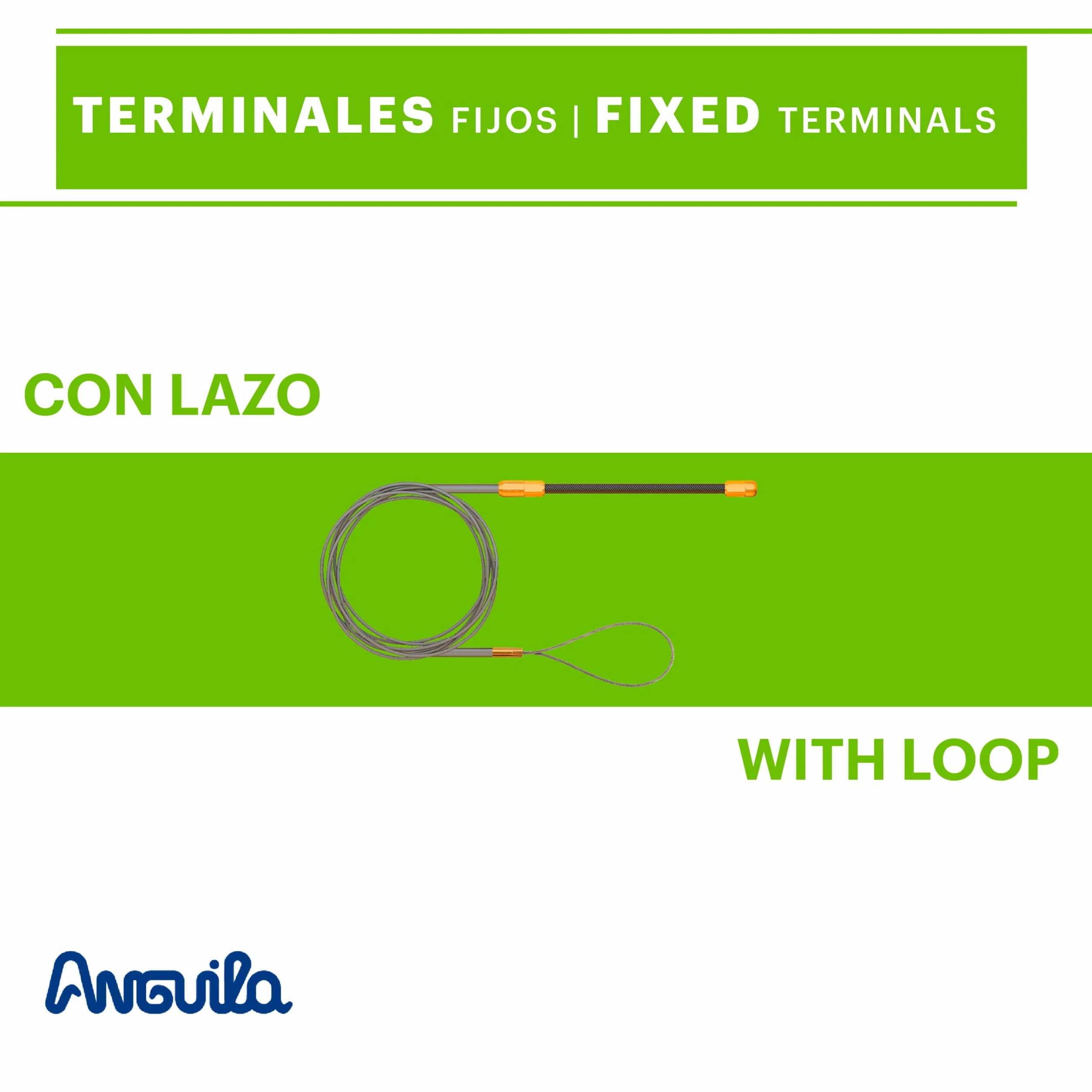 Anguila Max 7.3300.006 Guía pasacables Especial Tubos Poliéster Trenzada Monofilamento 3mm 6 Metros y terminales Fijos con Lazo, Verde