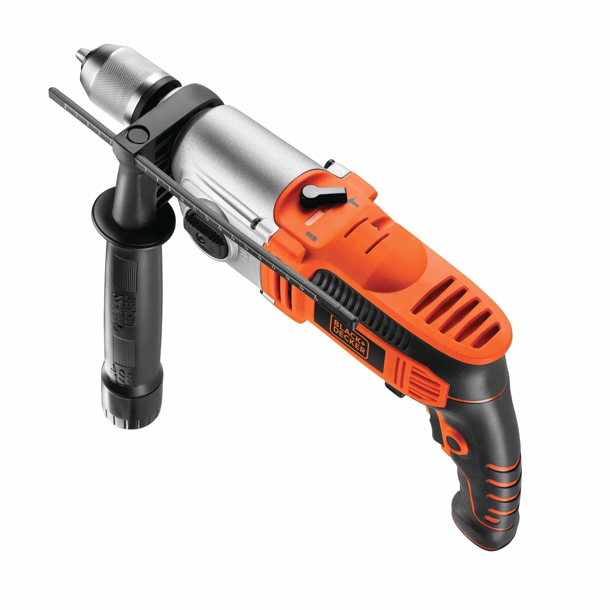 BLACK+DECKER Taladro percutor 1100W, 2 velocidades mecánicas, acción de percusión, sistema reversible, tope de profundidad, empuñadura antideslizante, incluye maletín y accesorios, KR1102K-QS