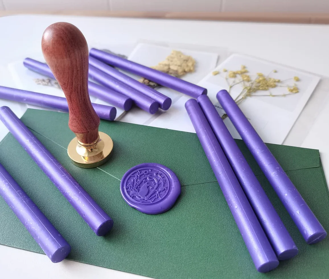 10 varillas de cera de sellado púrpura para sello de cera, barras de sellado AMTOL para pistola de pegamento, ideal para invitaciones de boda,sobres de tarjetas, envoltura de regalo.