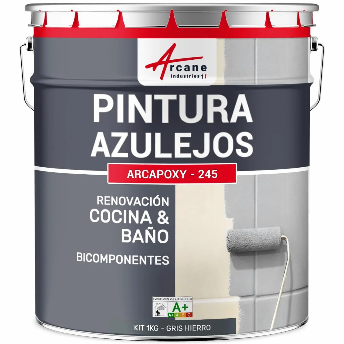 ARCANE INDUSTRIES PINTURA PARA AZULEJOS DE COCINA Y BAÑO - ARCAPOXY - 245 - Gris Hierro - RAL 7011