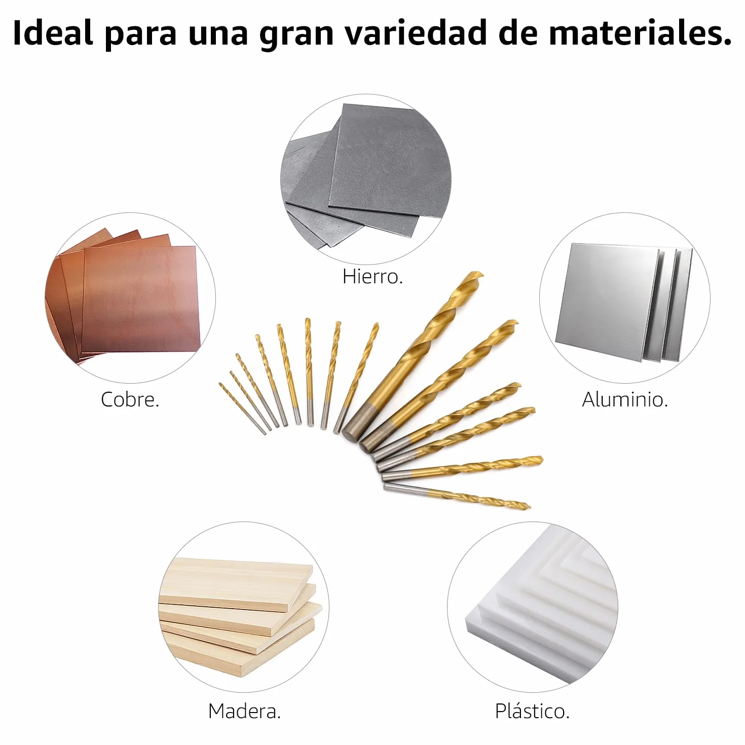 Amazon Basics Juego de brocas de HSS para metal, madera y plástico, 14 piezas, 1,5-10 mm
