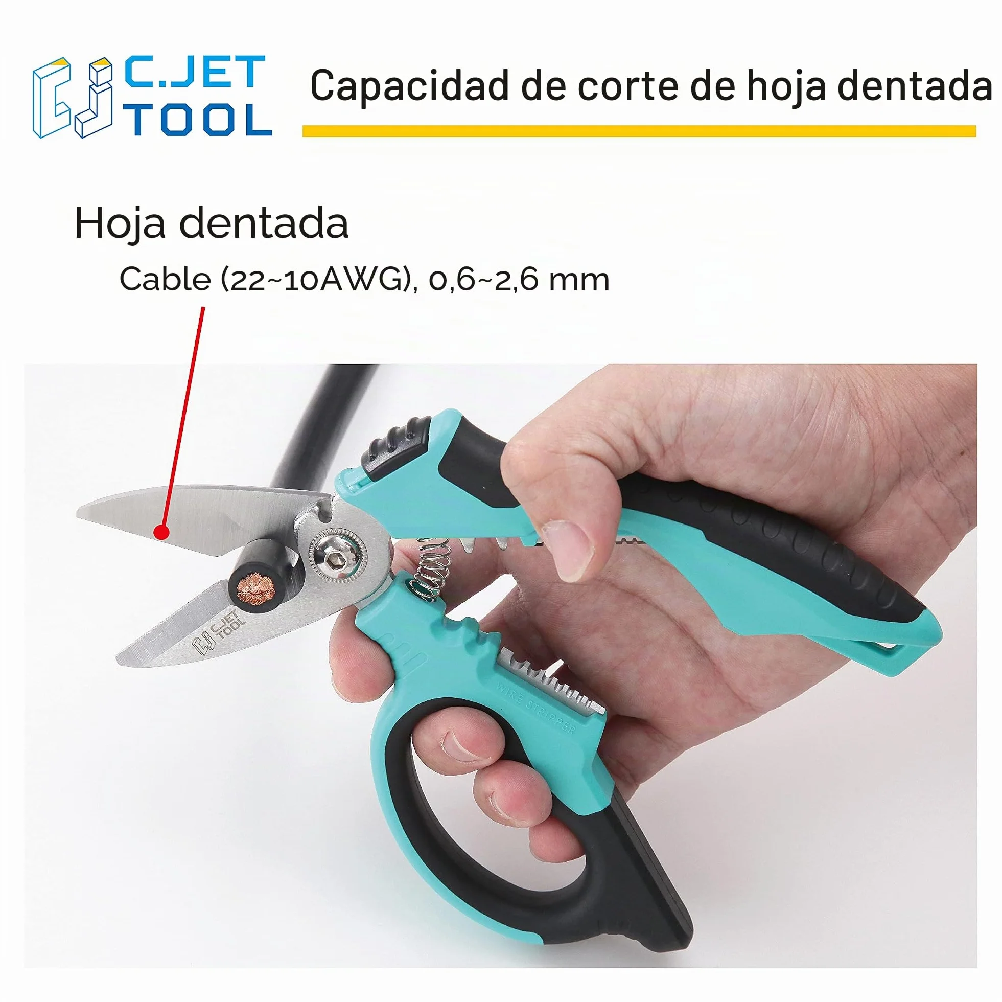 C.JET TOOL Tijeras de Electricista 8"/200 mm, Acero Inoxidable, Angulares, Cortador de Alambre, Profesionales de Alta Resistencia para Cortar Cables de Cobre y Aluminio