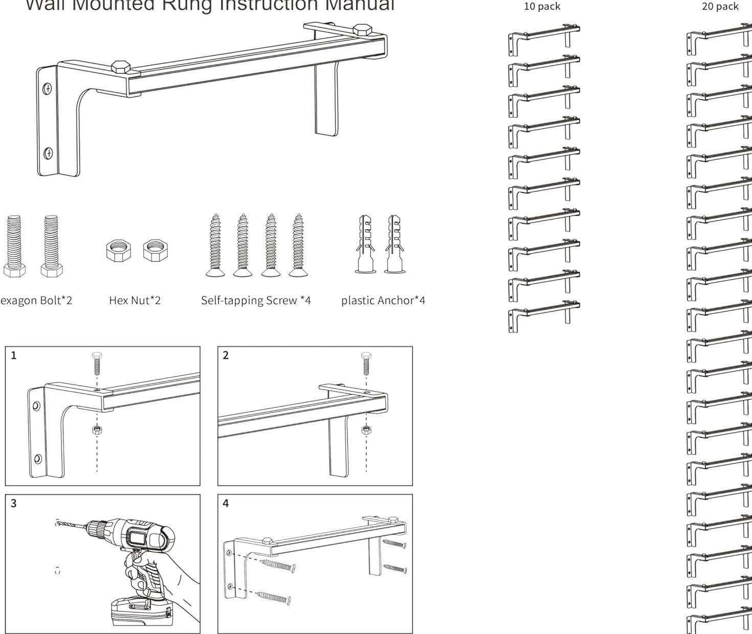 Escalera de Escape de Incendios Ajustable de 10 escalones - Escalera de Salida de Pozo de Ventana Resistente con peldaños Antideslizantes - Peldaños de Soporte montados en la Pared - Capacidad de 650