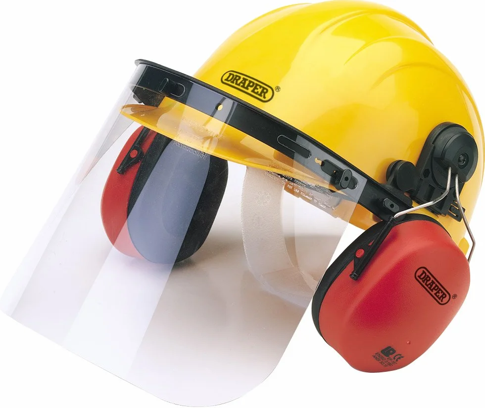 Draper 69933, Casco de Seguridad con Protectores Auditivos y Visera, Amarillo