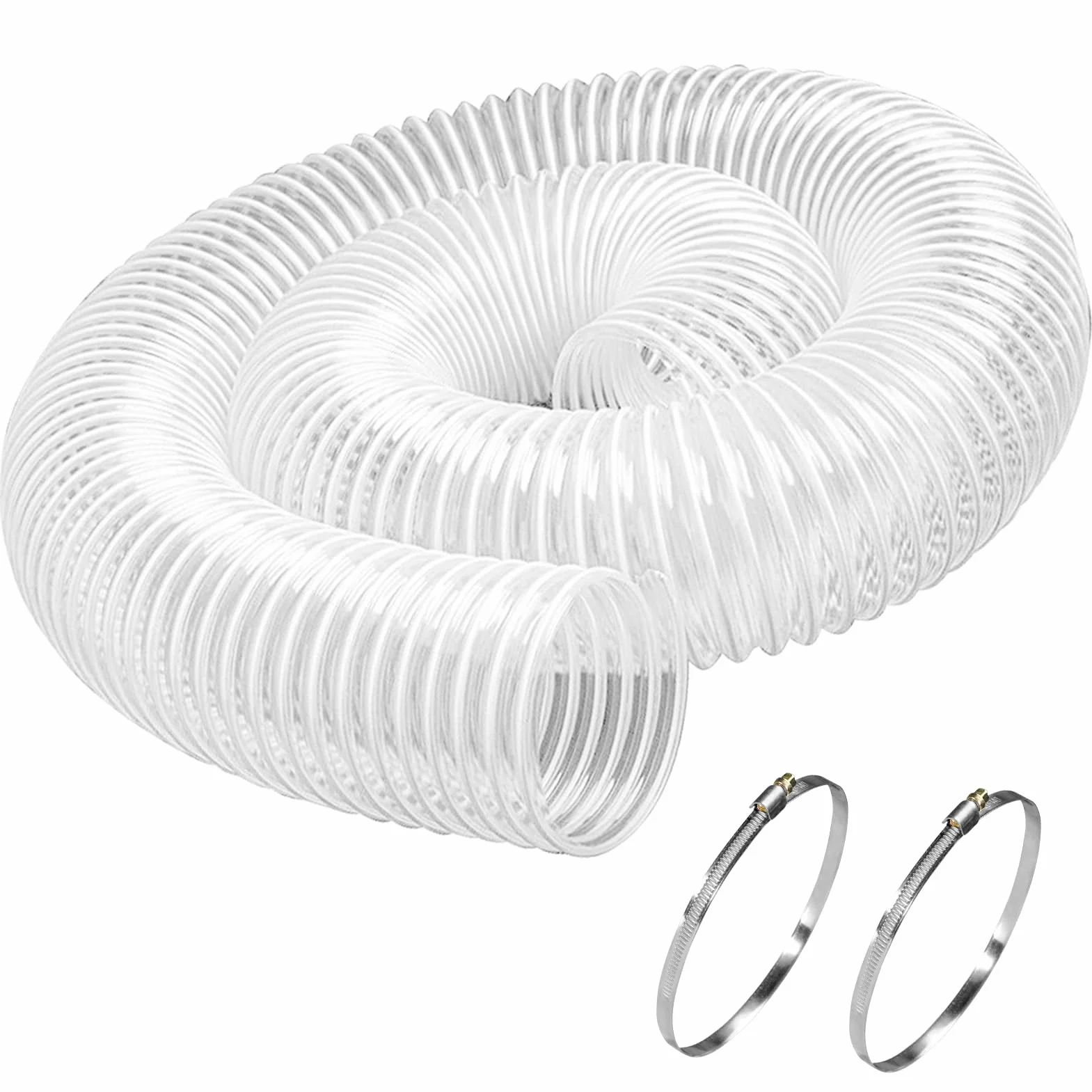 Manguera de recogida de polvo de PVC de 6 pulgadas x 5 pies, manguera flexible de recogida de humos de PVC pesado con bobina de alambre de acero al carbono, manguera de recogida de polvo de PVC