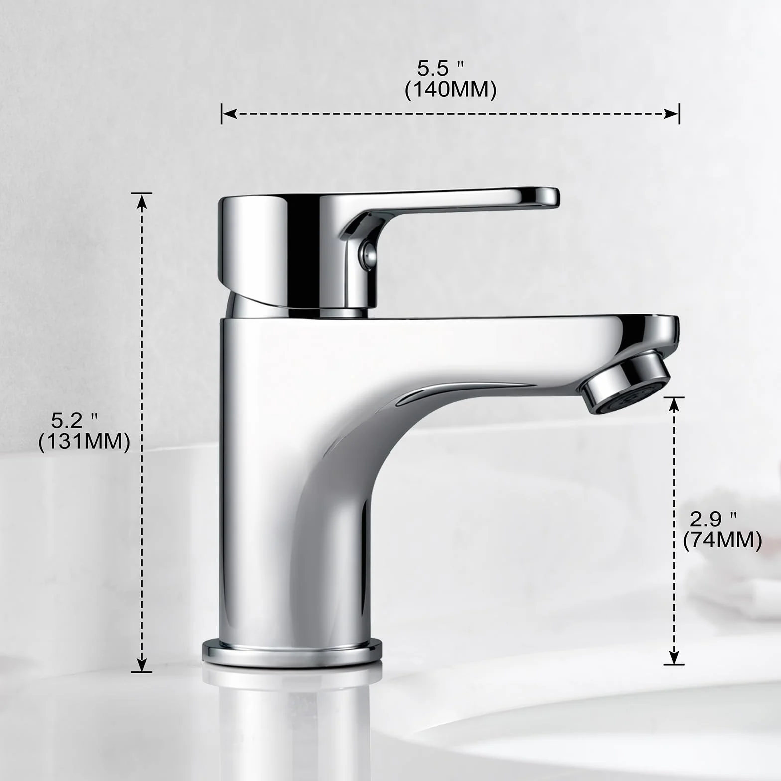 GRIFEMA Grifo Lavabo Monomando para Baño, Latón Cromado Resistente, Agua Fría y Caliente, Cartucho Cerámico Silencioso, Instalación Fácil, Altura de Salida 74 mm, G11003