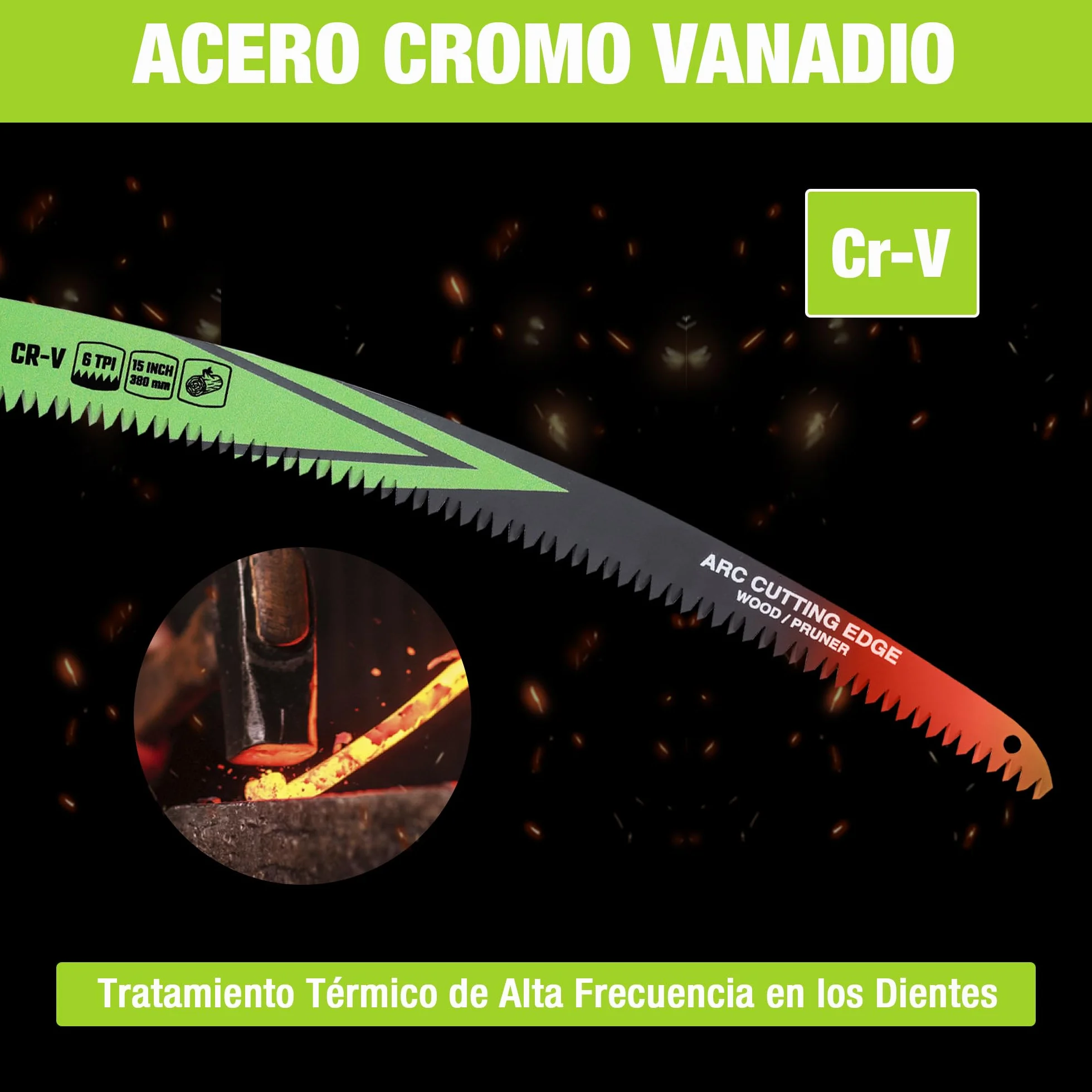 WORKPRO 5 Piezas Hojas de Sierra de Sable Cr-V 38cm 6TPI para Poda de Madera
