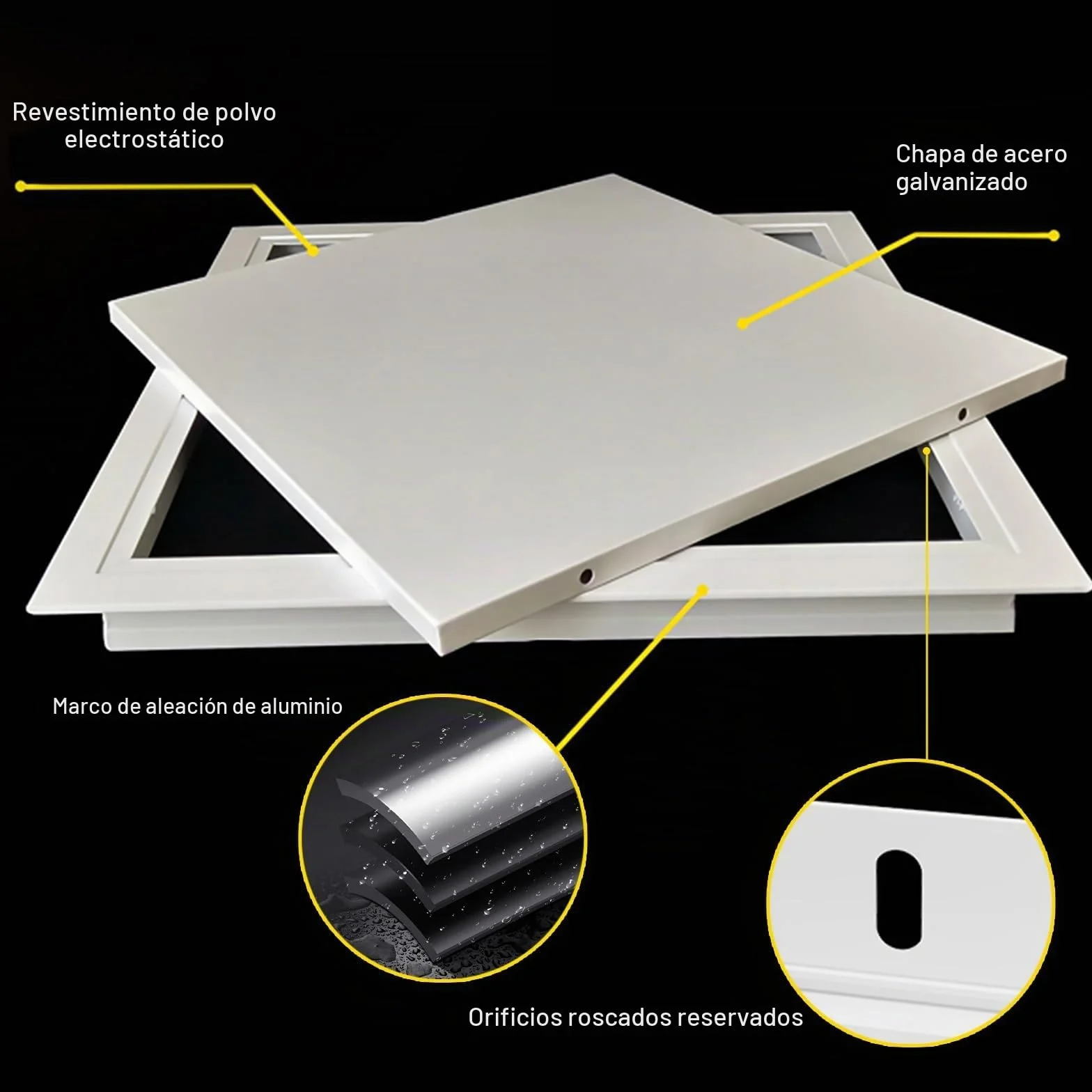 Trampilla Pladur Tapa De Registro 150 200 300 400 500mm, Trampilla De Inspección Empotrada, Tornillos Incluidos, Panel De Acceso Oculto Para Techo Trampilla Pladur(White,30 * 30cm)