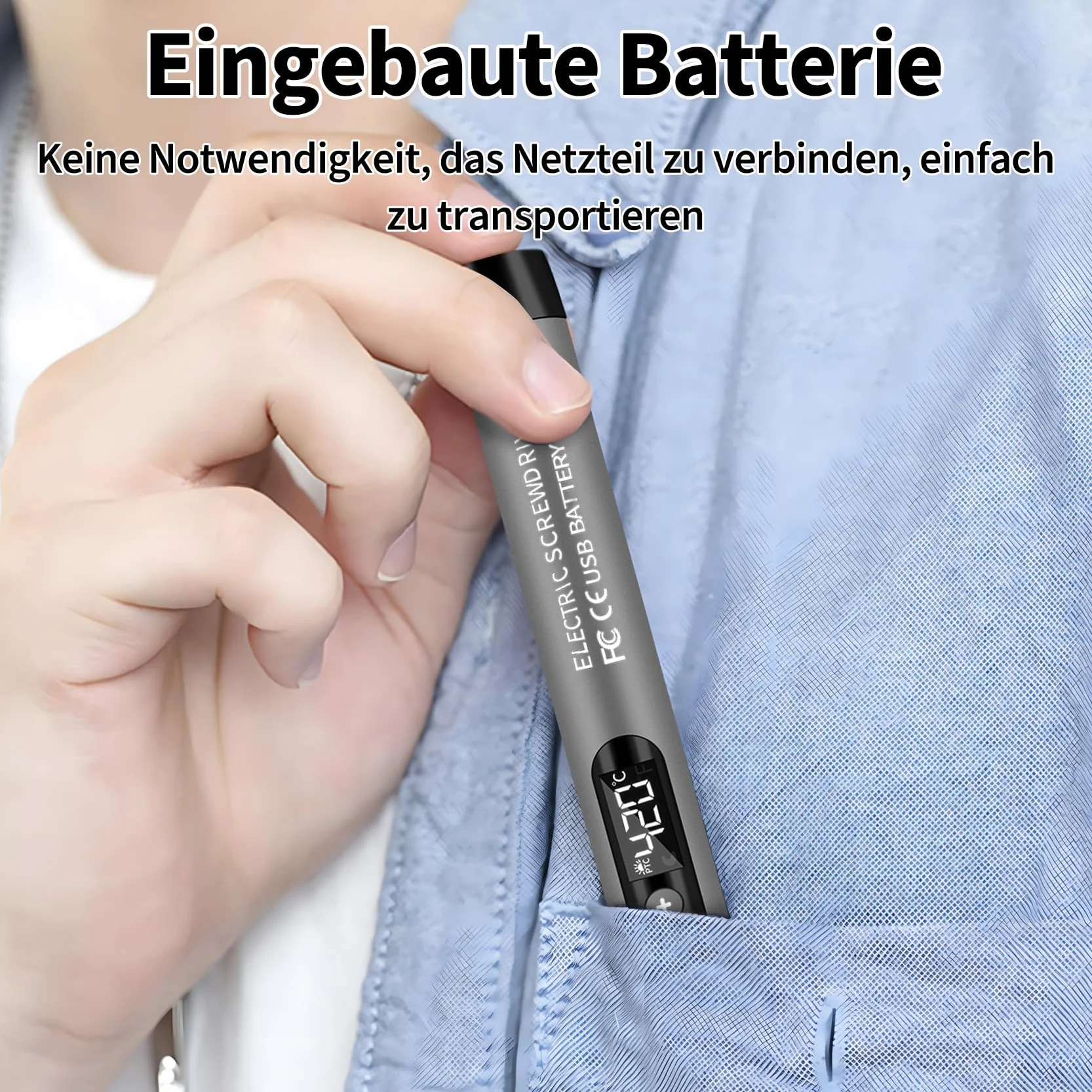 Daakro - Kit de soldador inalámbrico USB con temperatura ajustable, 3 fallas de soldadura, alambre de soldadura, pasta de soldadura, kit de soldadura para trabajos eléctricos (gris)