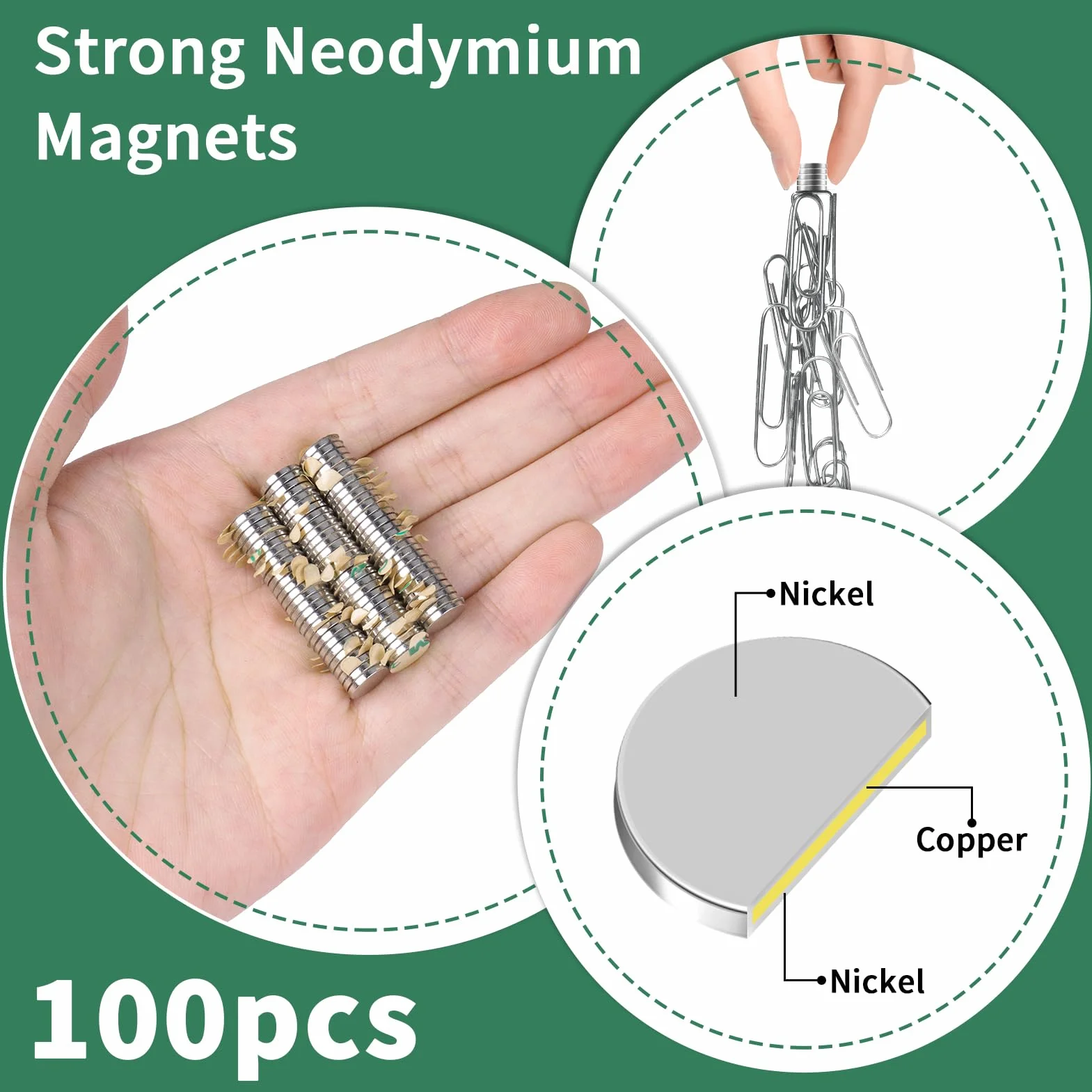 Imanes Adhesivos Neodimio 8x1 mm, Potentes Imanes Nevera para Pizarra Magnetica, Manualidades y Presentación