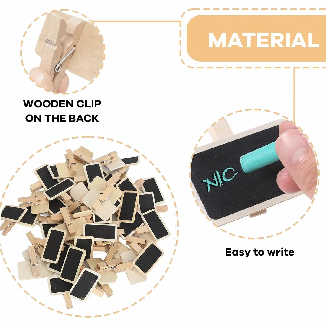 Pinzas de Pizarra Mini Reutilizables con Tiza, Tablero de Etiquetas para Bodas - Pequeñas Pizarras para Escribir