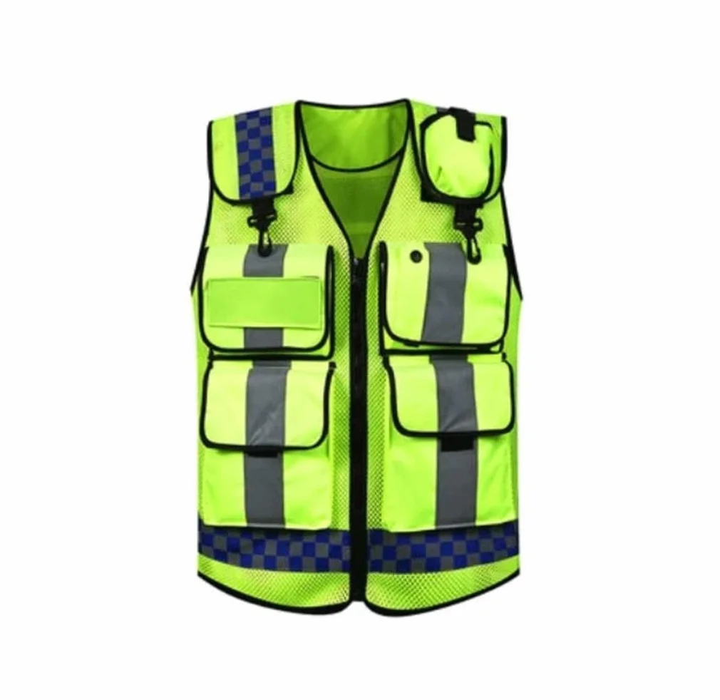 Chaleco Trabajo Traje Reflectante De Motocicleta, Chaleco De Seguridad Amarillo Fluorescente Tela De Malla De Doble Capa Emergencia Chaleco