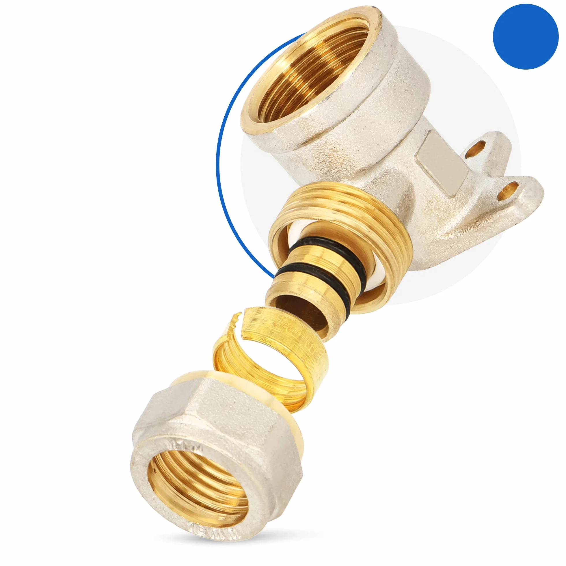 Codo PEX arandela pared 20 x 3/4" IG calefacción agua pieza V montaje tornillo placa compresión conexión tubería