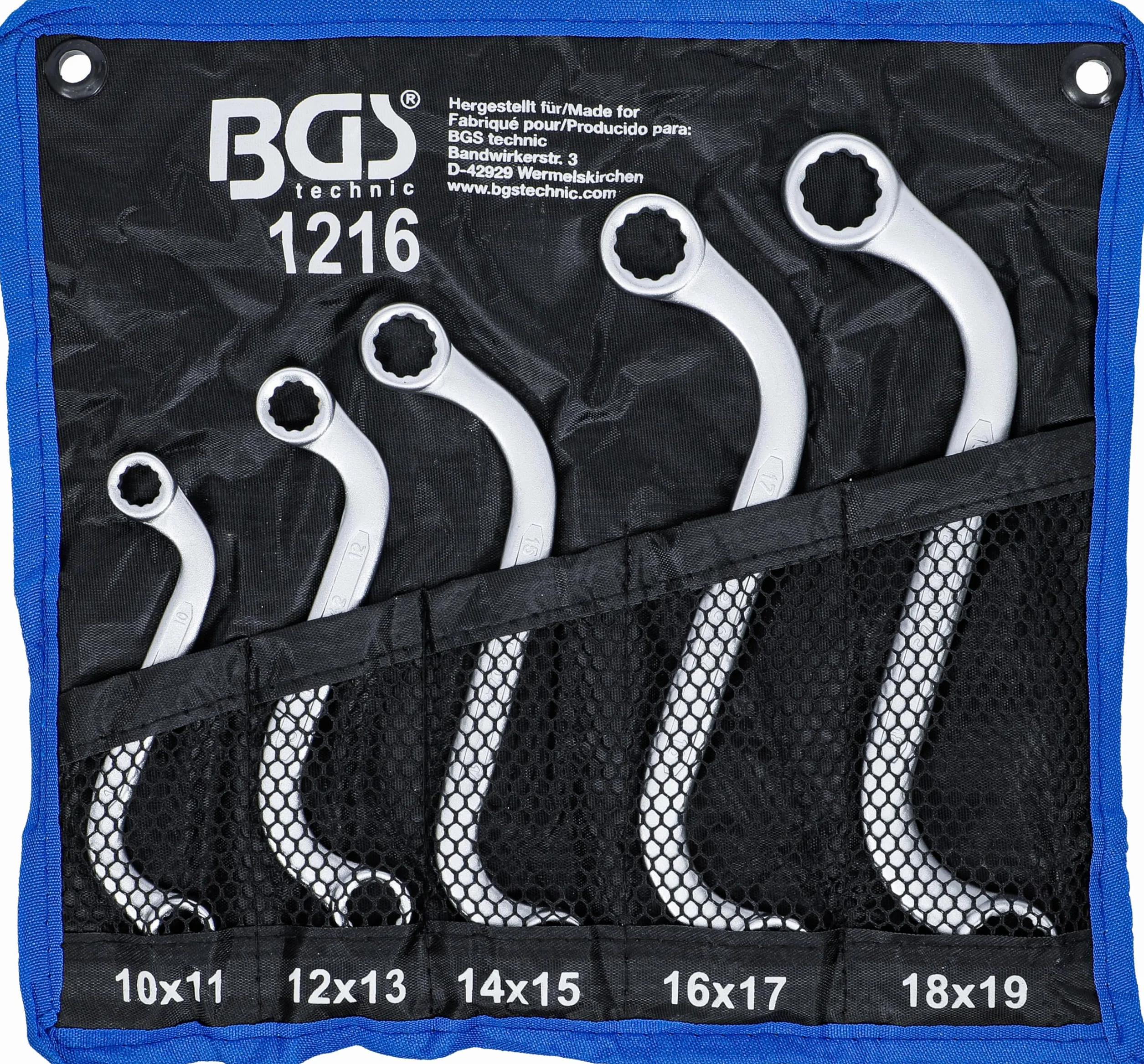 BGS 1216 | Juego de llaves de estrella dobles | forma de S | 10 x 11 - 18 x 19 mm | 5 piezas