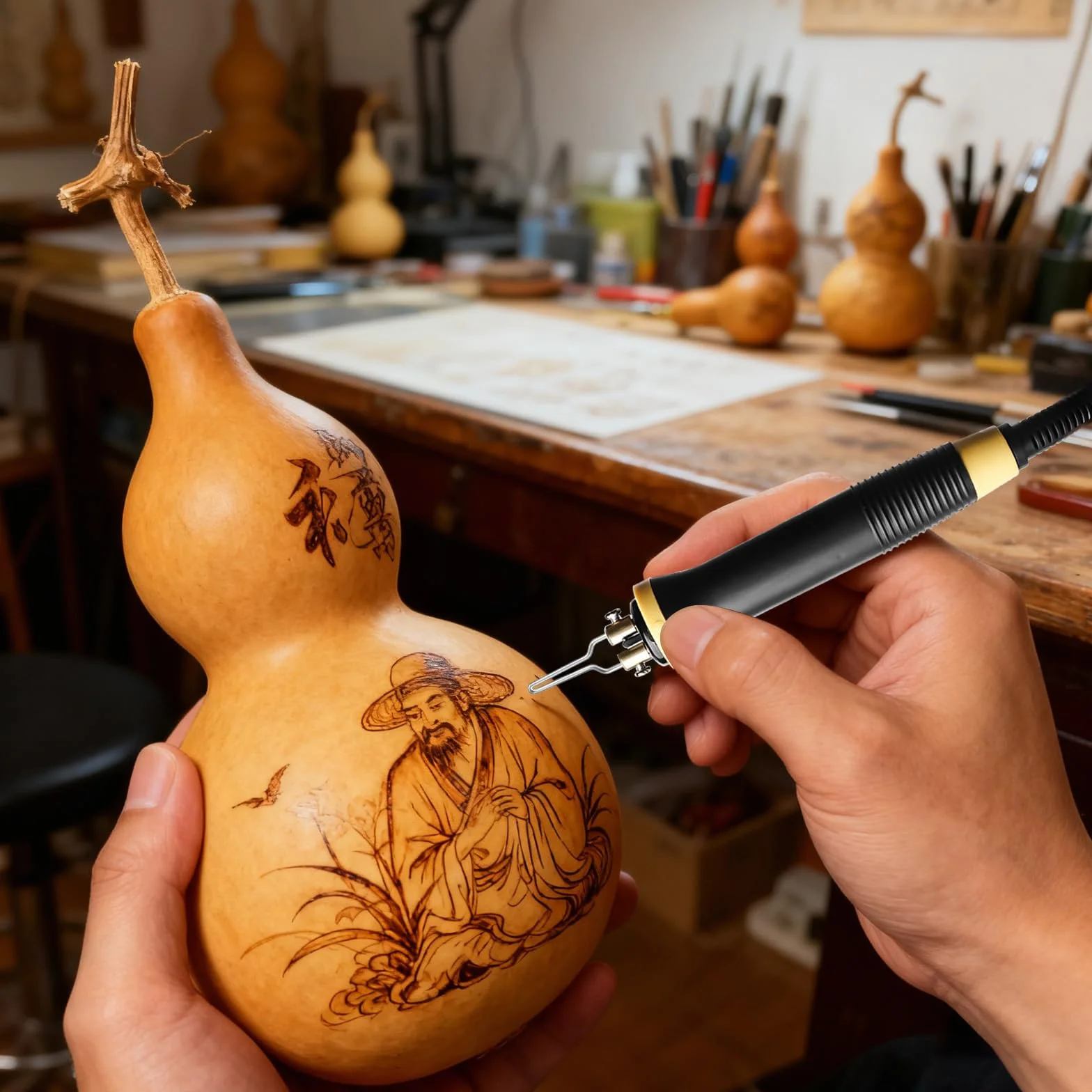 Estación de pirograbado, juego de pirograbado con 30 puntas de alambre, máquina de pirograbado, pluma de combustión de madera extraíble, temperatura ajustable de 100 ℃ a 800 ℃, juego de pirograbado