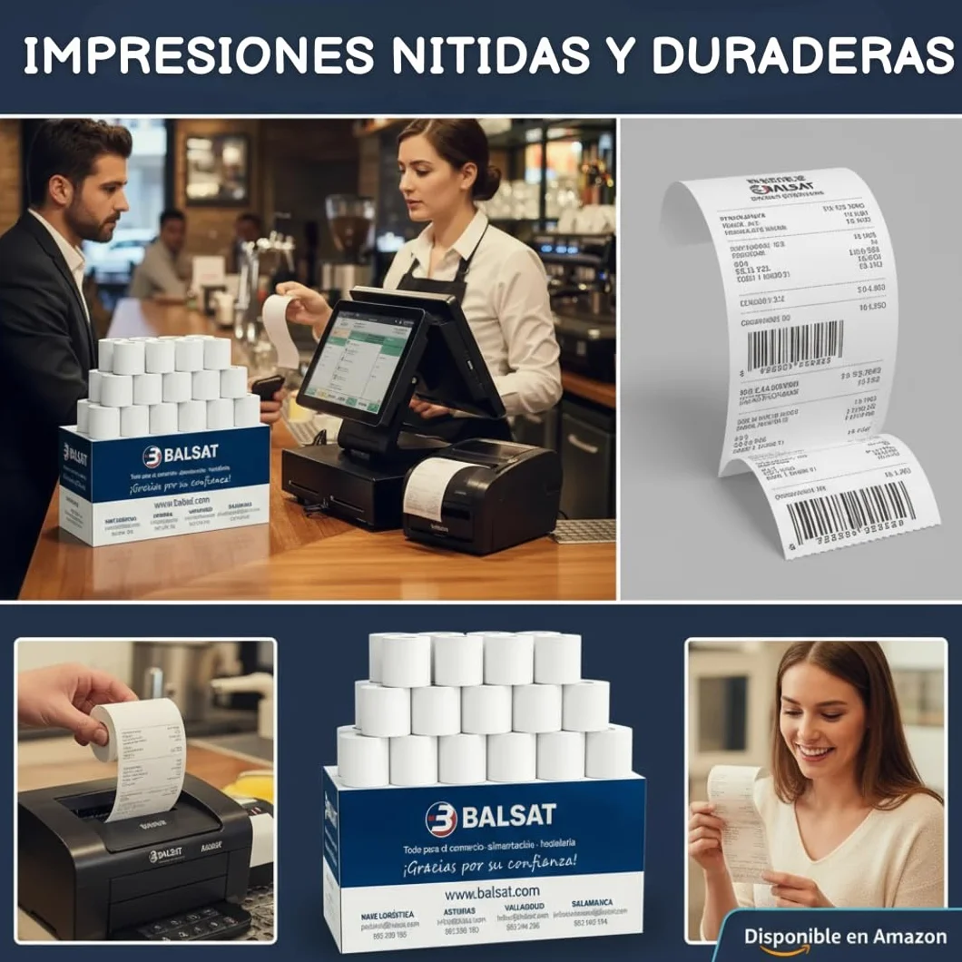BALSAT Rollo Ticket 80x80 Termico - 20 ud. Papel Impresoras TPV