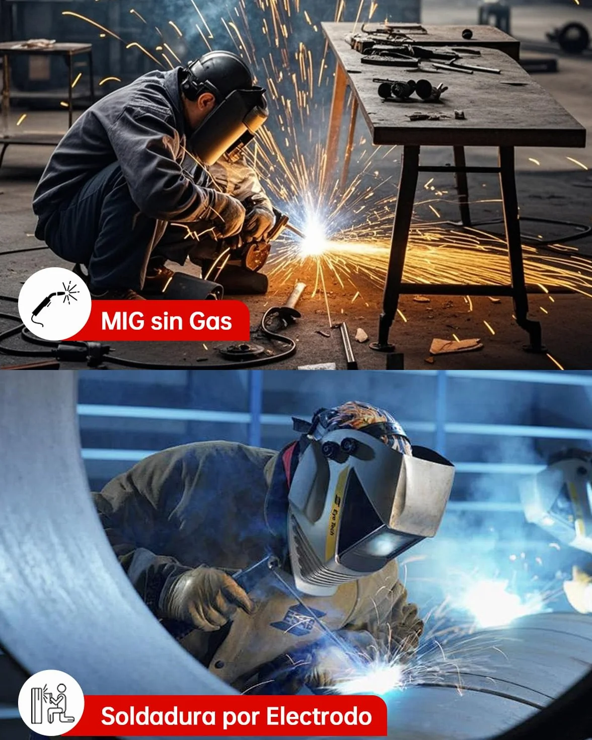 VECTOR WELDING Soldador de Hilo sin Gas 130A, Máquina de Soldar Mig sin Gas con Función de Soldadura por Electrodo, Grupo de soldar Mig Mag Portátil con Alambre, IGBT