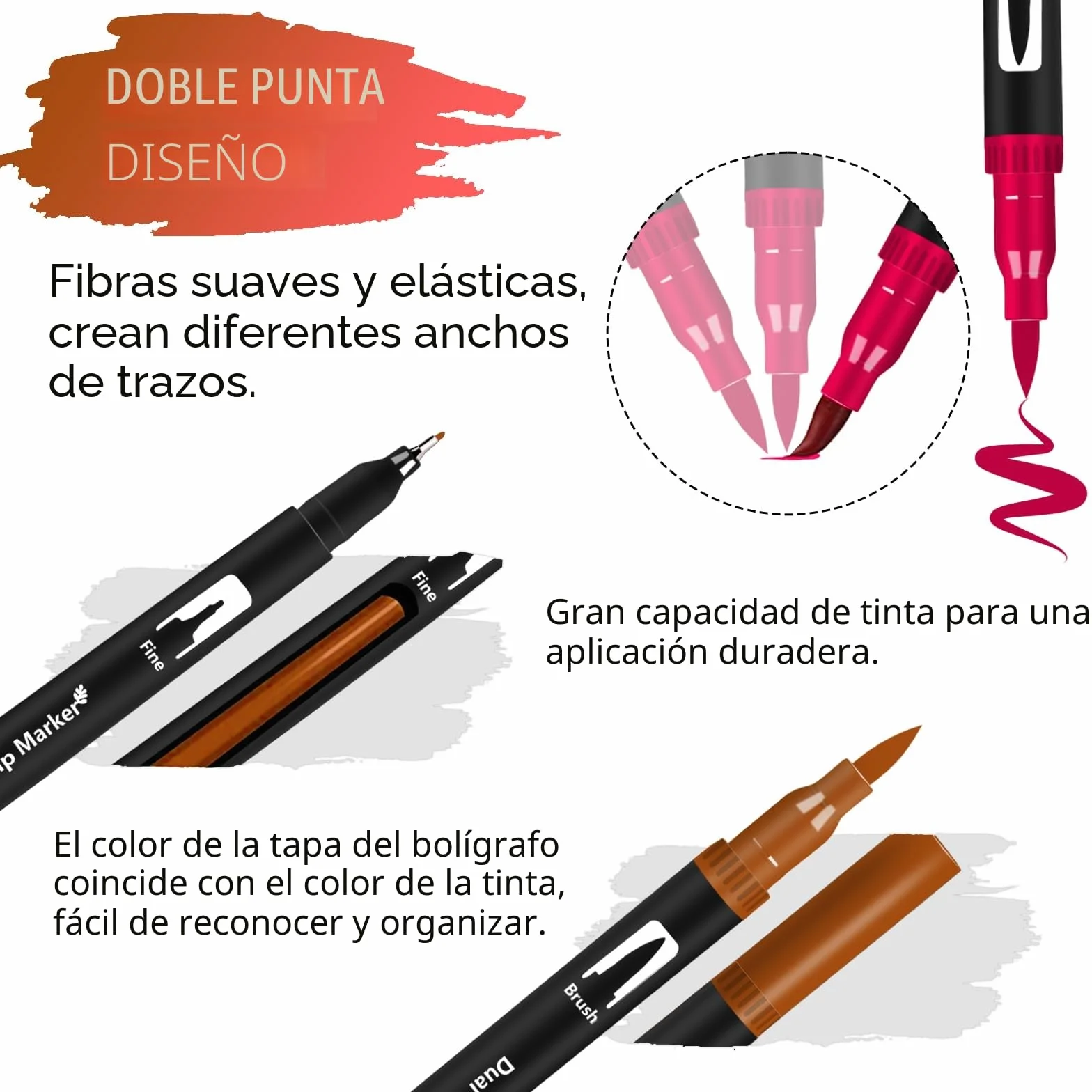 Efimeso 76 Rotuladores Lettering Punta Fieltro Pincel Estuche, Brush Pen Kit Colorear Adultos