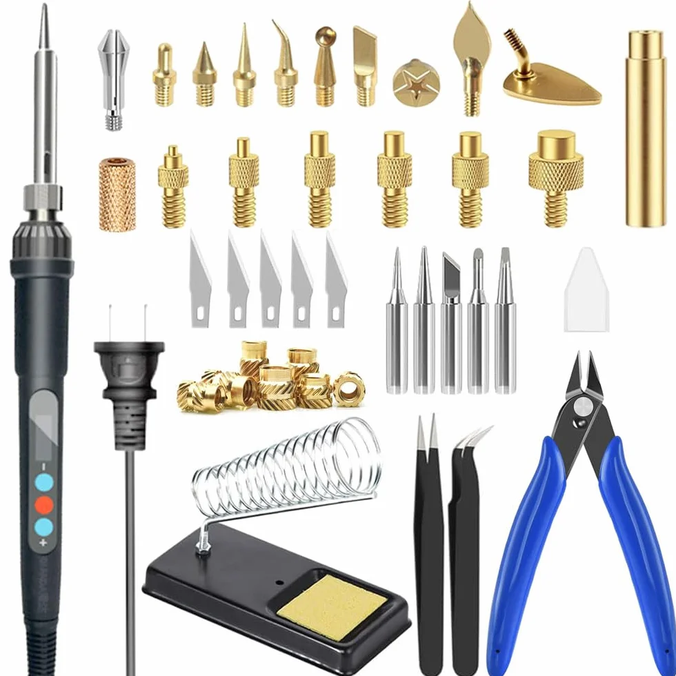Heat Set Insert Tools Kit Brass Nuts 3D Printing 60W Digital Soldering Iron 94PCS