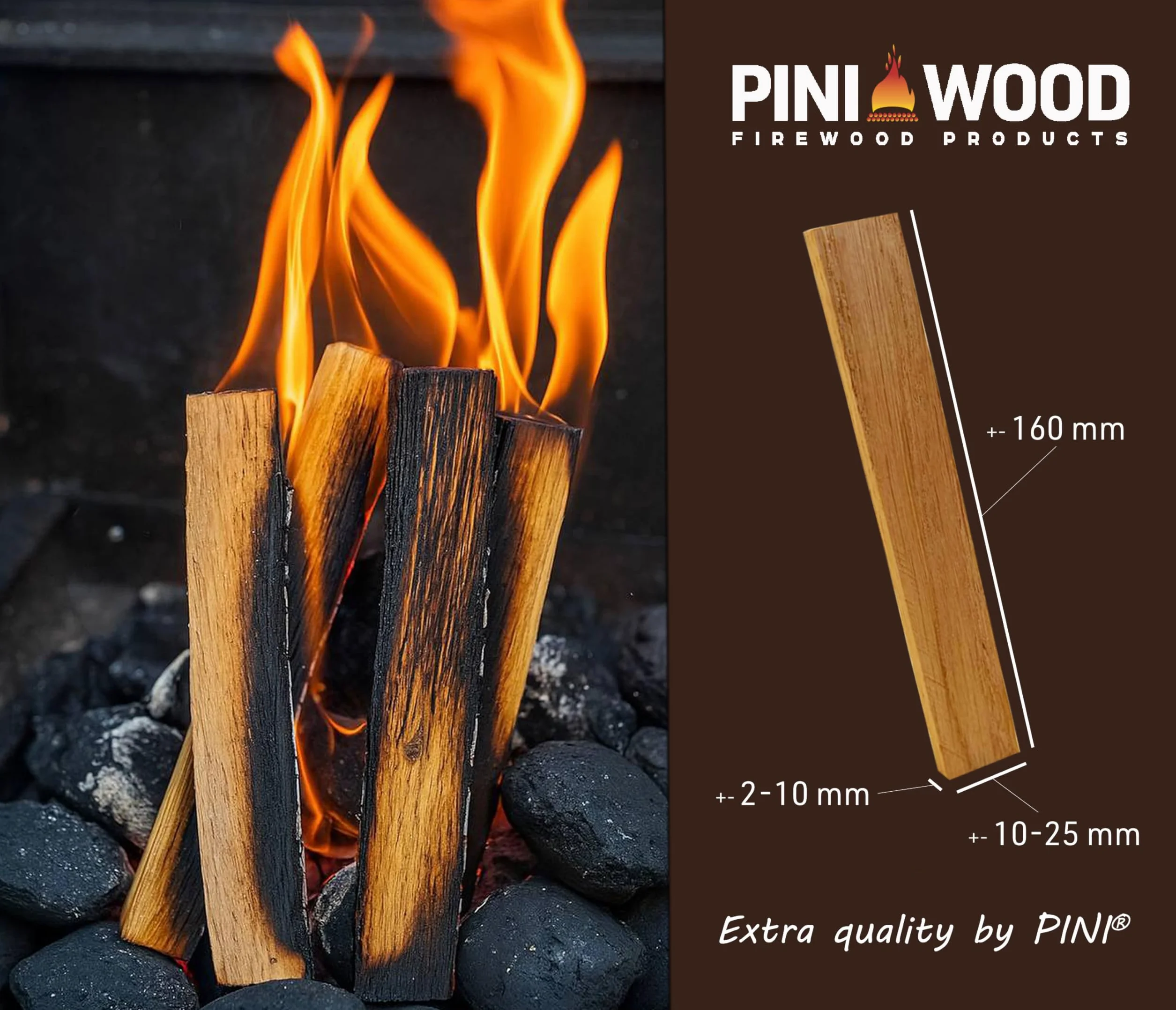 PINI Anmachholz de leña de roble 10 kg de leña para chimenea, barbacoa, fogata, brasero