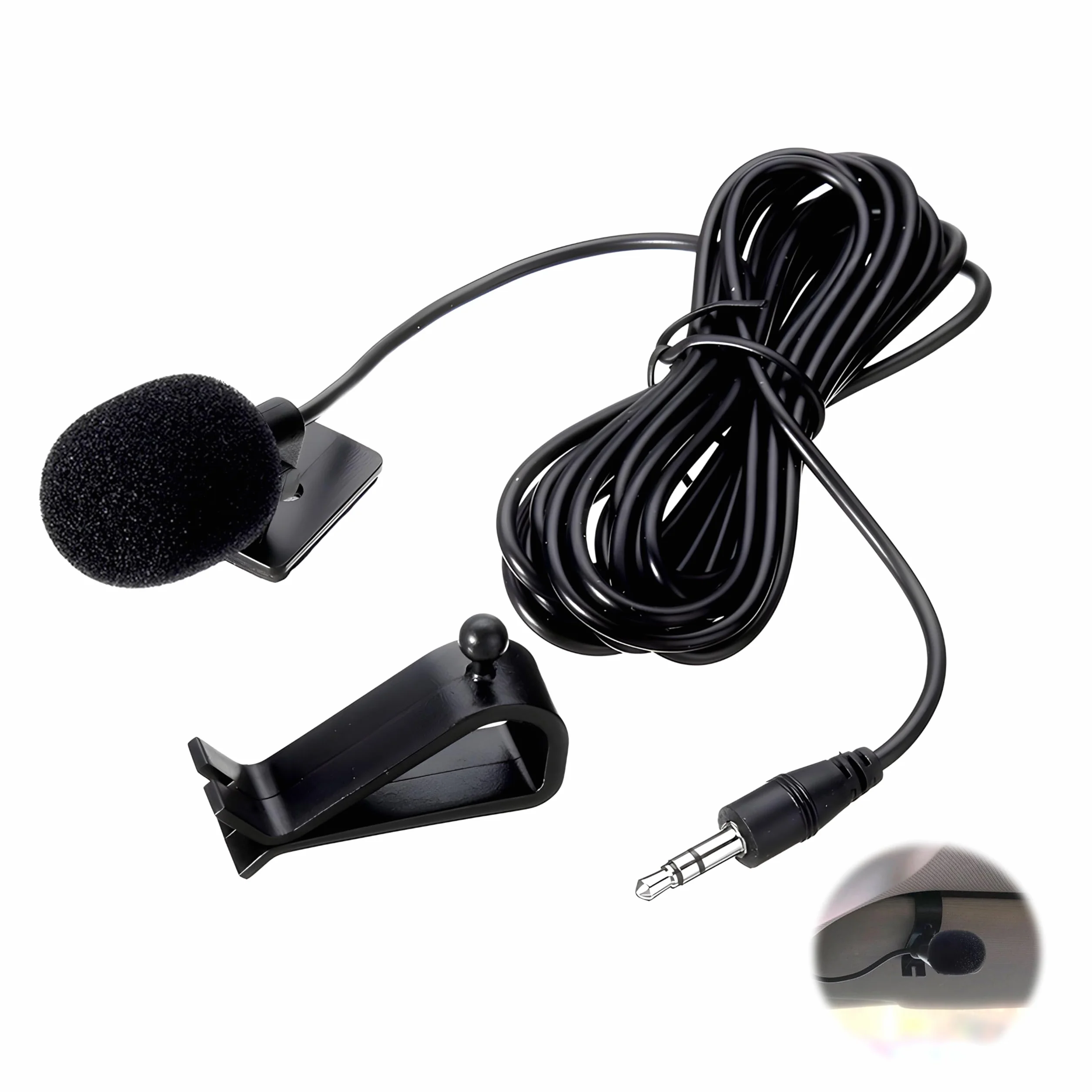 Micrófono Externo 3,5 mm Compatible Sony Boss JVC Kenwood Jensen Alpine Micrófono Estéreo Coche Bluetooth Cable 3,0 m