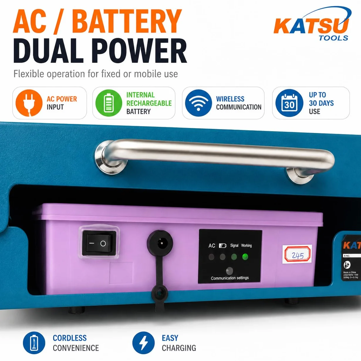 KATSU Balanza Industrial de Plataforma 100kg 10g Electrónica Recargable Báscula Postal Digital LED 32x42cm Plataforma Acero Inoxidable