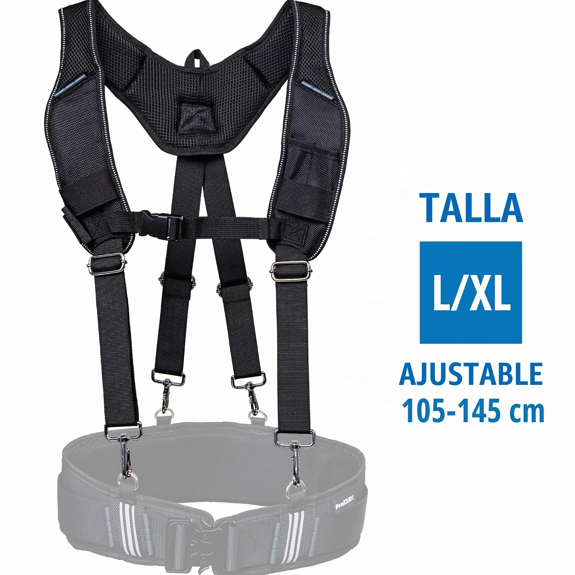 Wfix ProClick - Cintura profesional para herramientas en tejido sintético de alta resistencia BS Systems, empresa conjunta de Bosch Sortimo, Negro , Suspenders L/XL