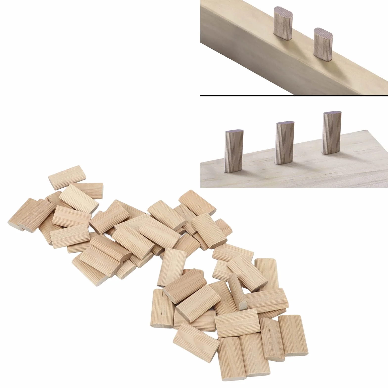 50 uds. Tenones de Madera de Abedul para Empalme 8x40 mm, Piezas para Carpintería y Fabricación de Muebles, Ideal para Ensamblaje de Gabinetes y Posicionamiento Preciso
