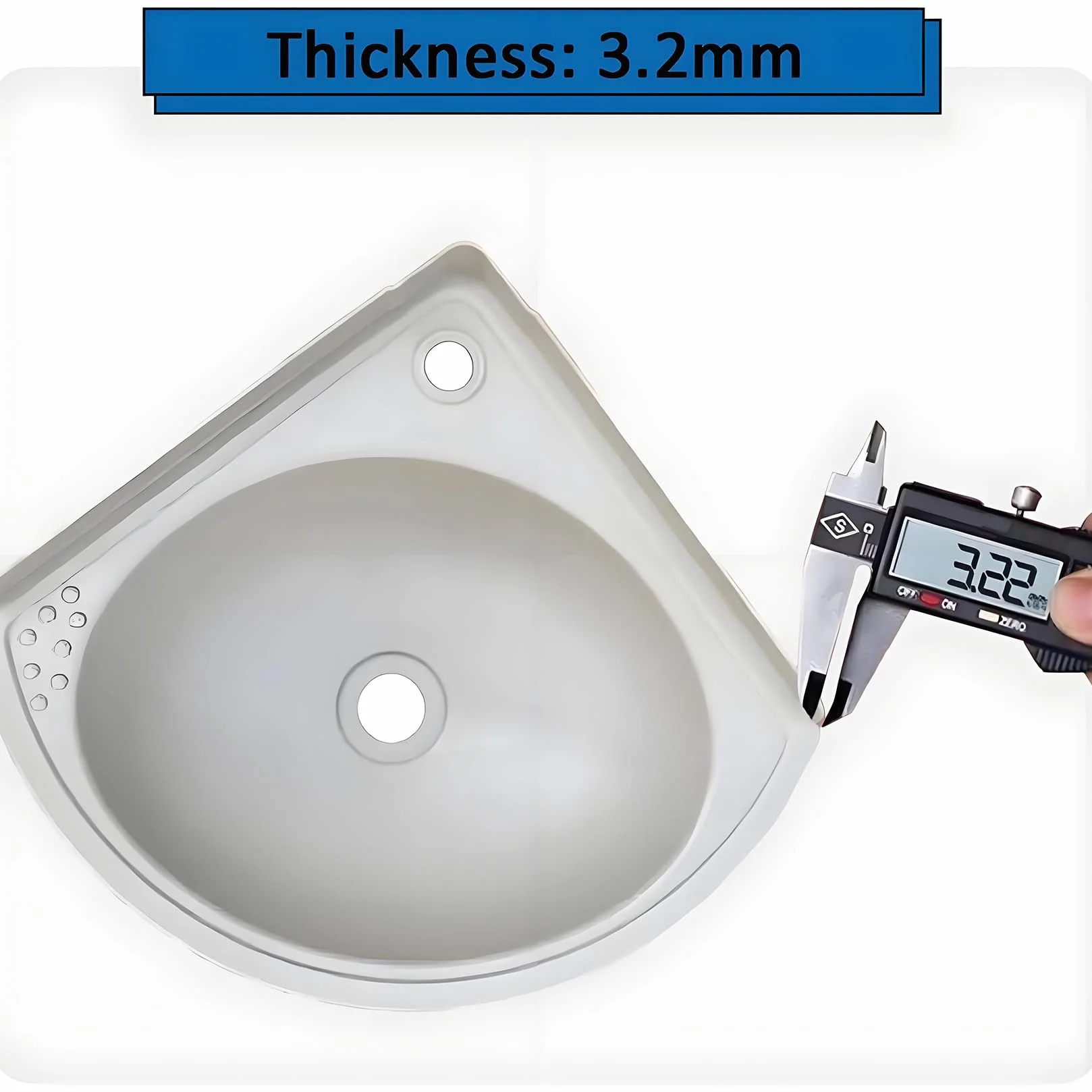 Lavabo Plástico Blanco De Montaje En Pared Sin Taladrar, Suspendido Con Grifo y Juego De Desagüe Para Cuarto De Baño y WC De Invitados