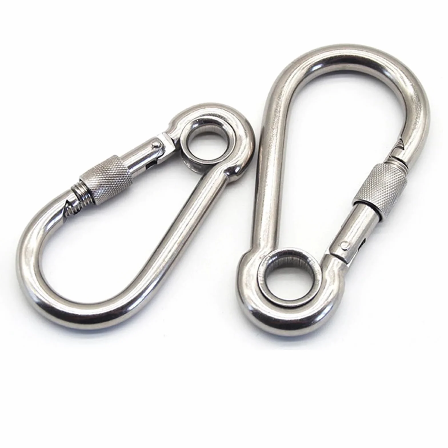 Mosquetón, Mosquetón de acero inoxidable 304 con cierre rosca for escalada, eslabones rápidos, gancho seguridad, cadena, anillo conexión, hebilla(M10,2PCS)