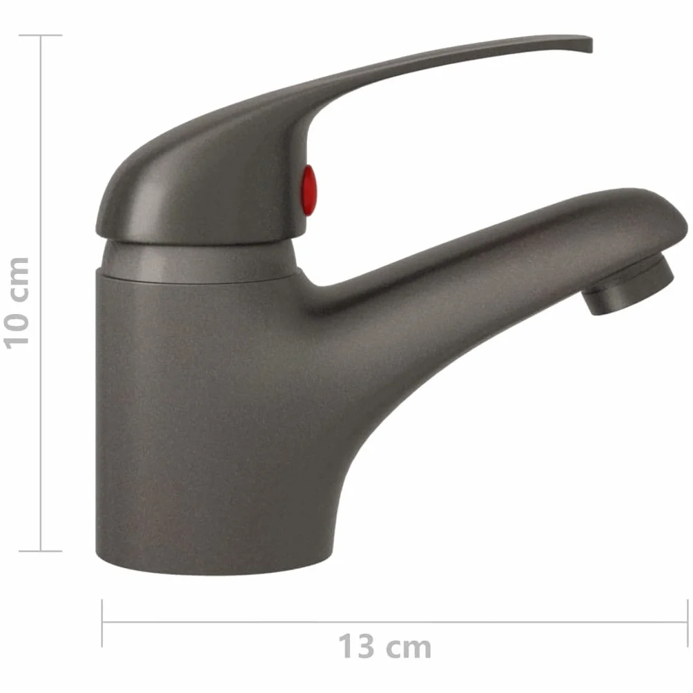 Grifo mezclador monomando gris para baño y cocina, aleación de zinc con cartucho de cerámica, 13 x 10 cm, manguera flexible de acero inoxidable, incluye accesorios de instalación