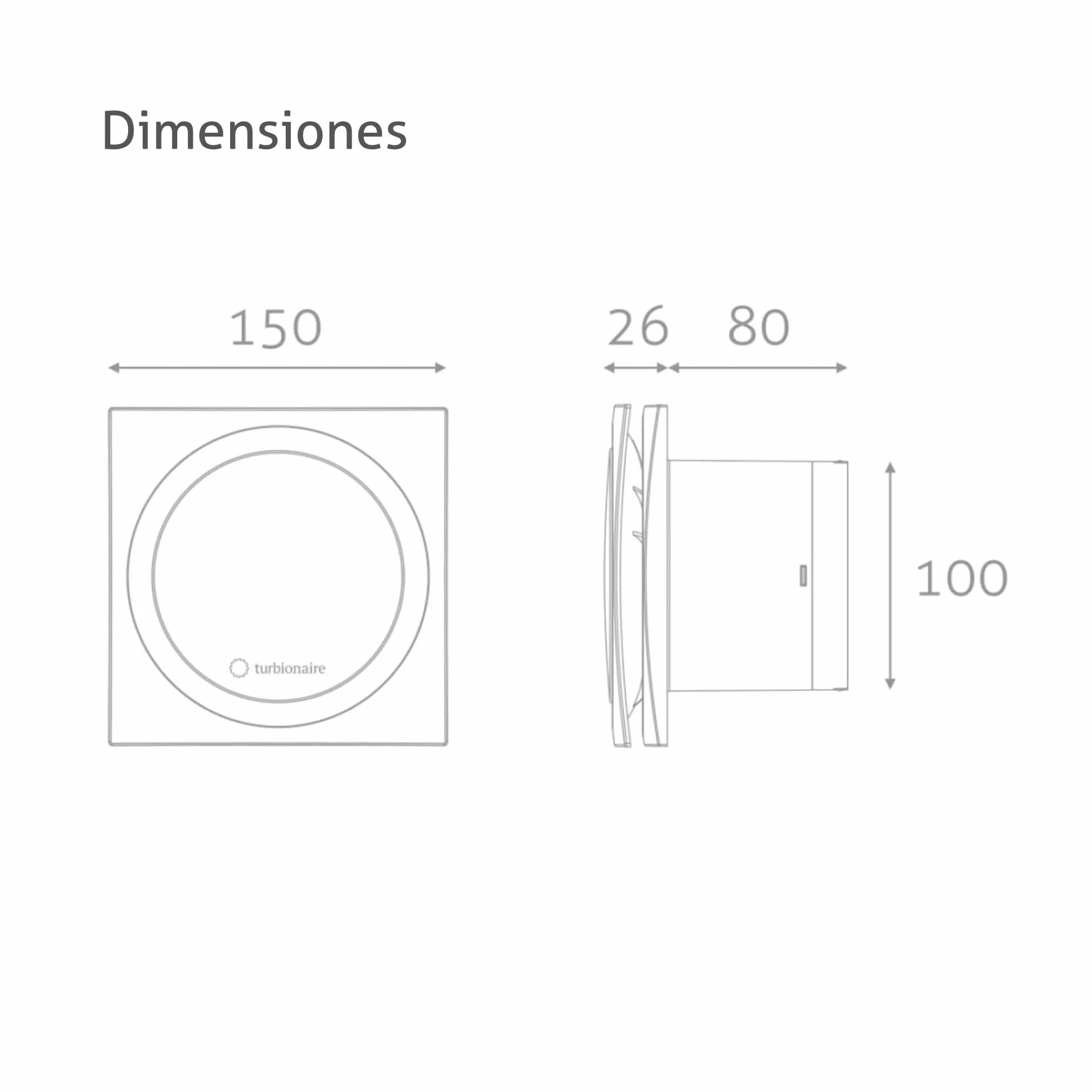 Turbionaire RING 100 SW Extractor de Baño 100 mm Doble aspiración perimetral y frontal Blanco mate IPX4 Silencioso