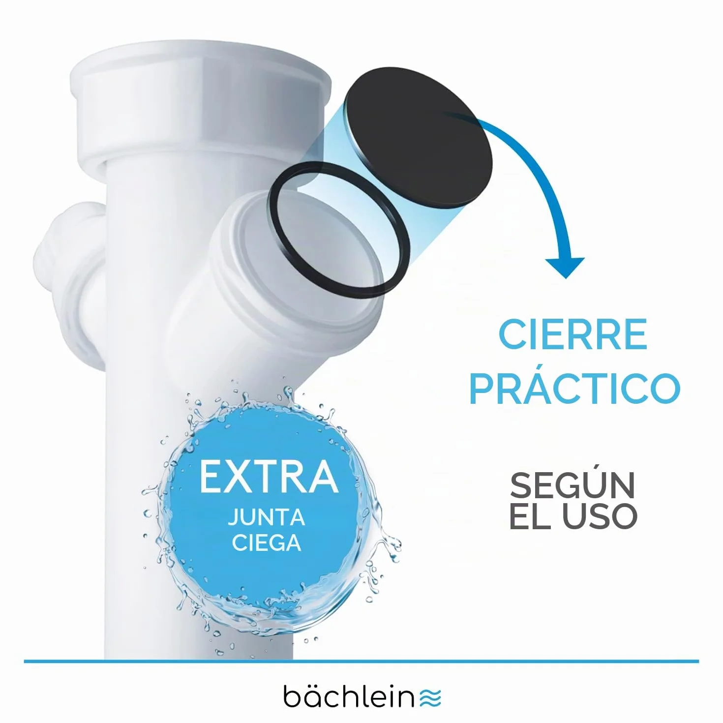 Bächlein Sifón Tubular Flexible para Fregadero, Trampa de Olores G 1 1/2"