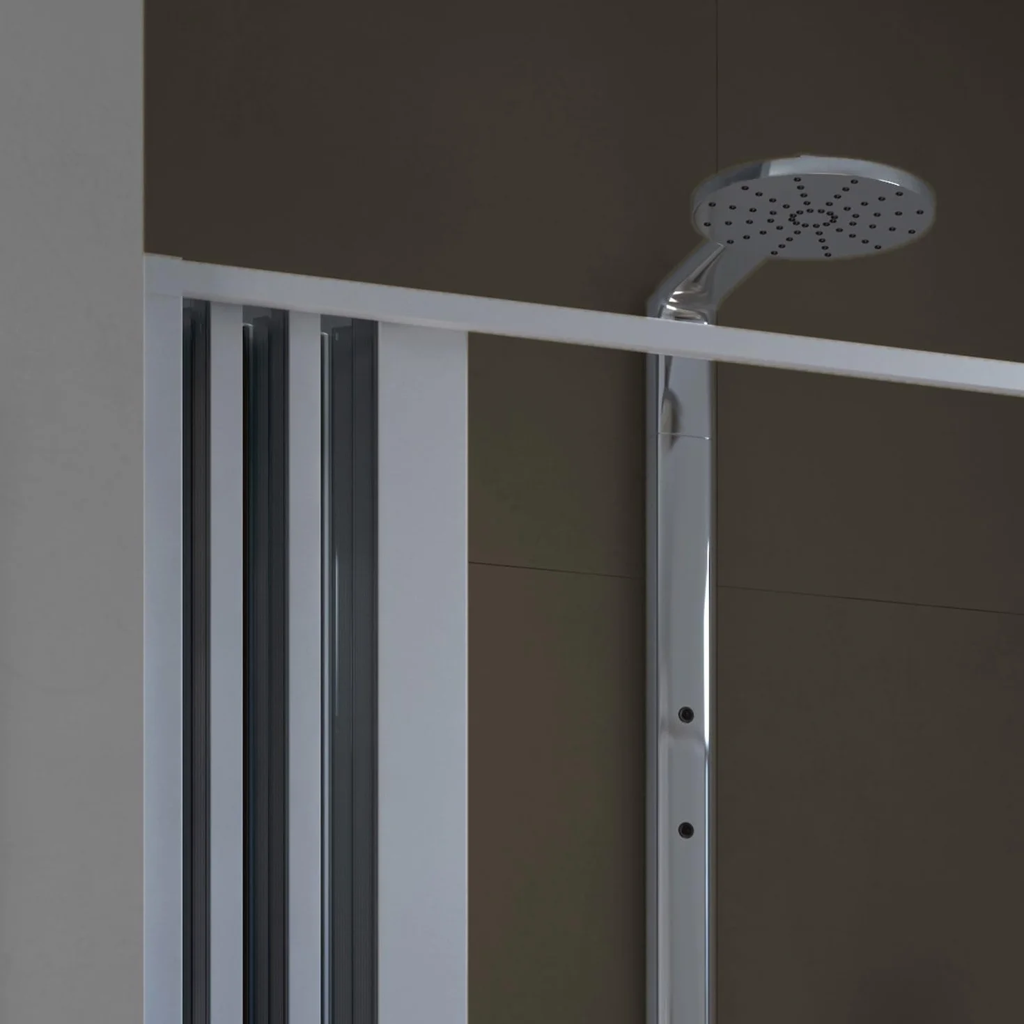 Forte Puerta de Ducha en PVC 150CM H185 Plegable con Apertura Central Color Blanco Mod. Flex