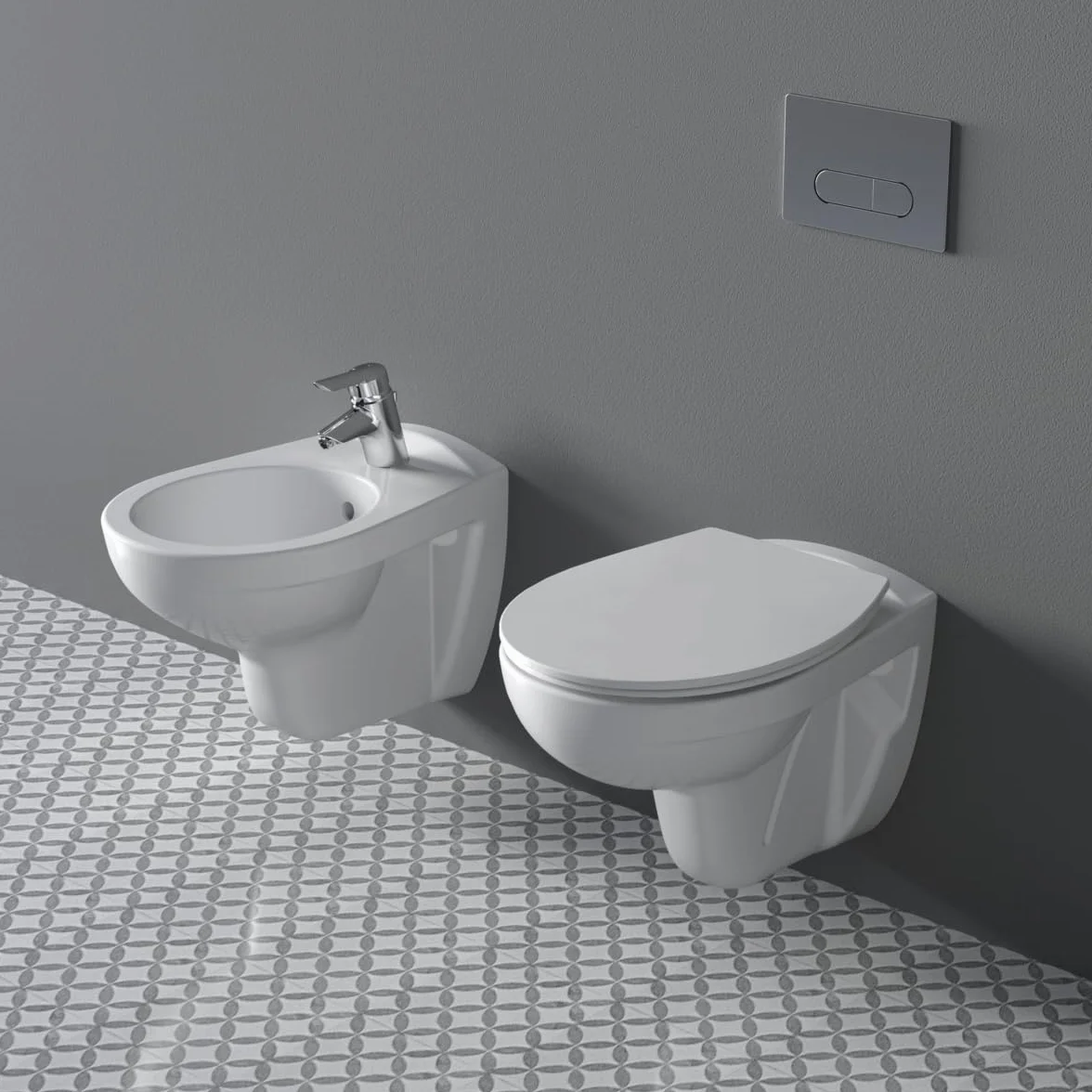 Ideal Standard – Multi Suites Asiento con tapa de inodoro, Diseño de tapa fina, Forma universal, Asiento con mecanismo de cierre suave, resistente a los UV y fácil de montar, Duroplástico, Blanco