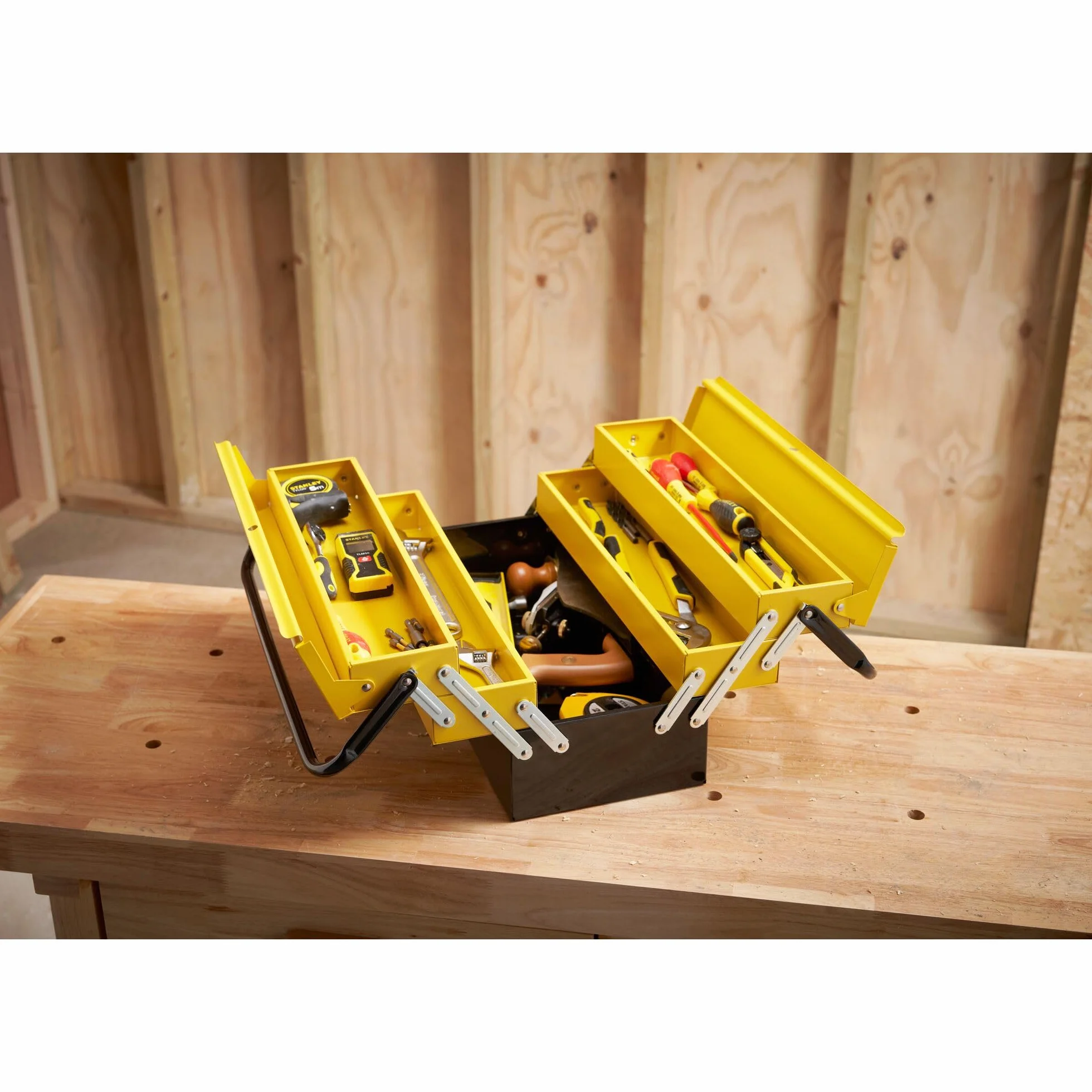 STANLEY - Caja de herramientas metálica de 5 cajones, Gran volumen de almacenamiento, Dos asas con bisagra, Sistema antipinzamiento, Dimensiones: 47.70 x 25.70 x 22.10 cm, 1-94-738