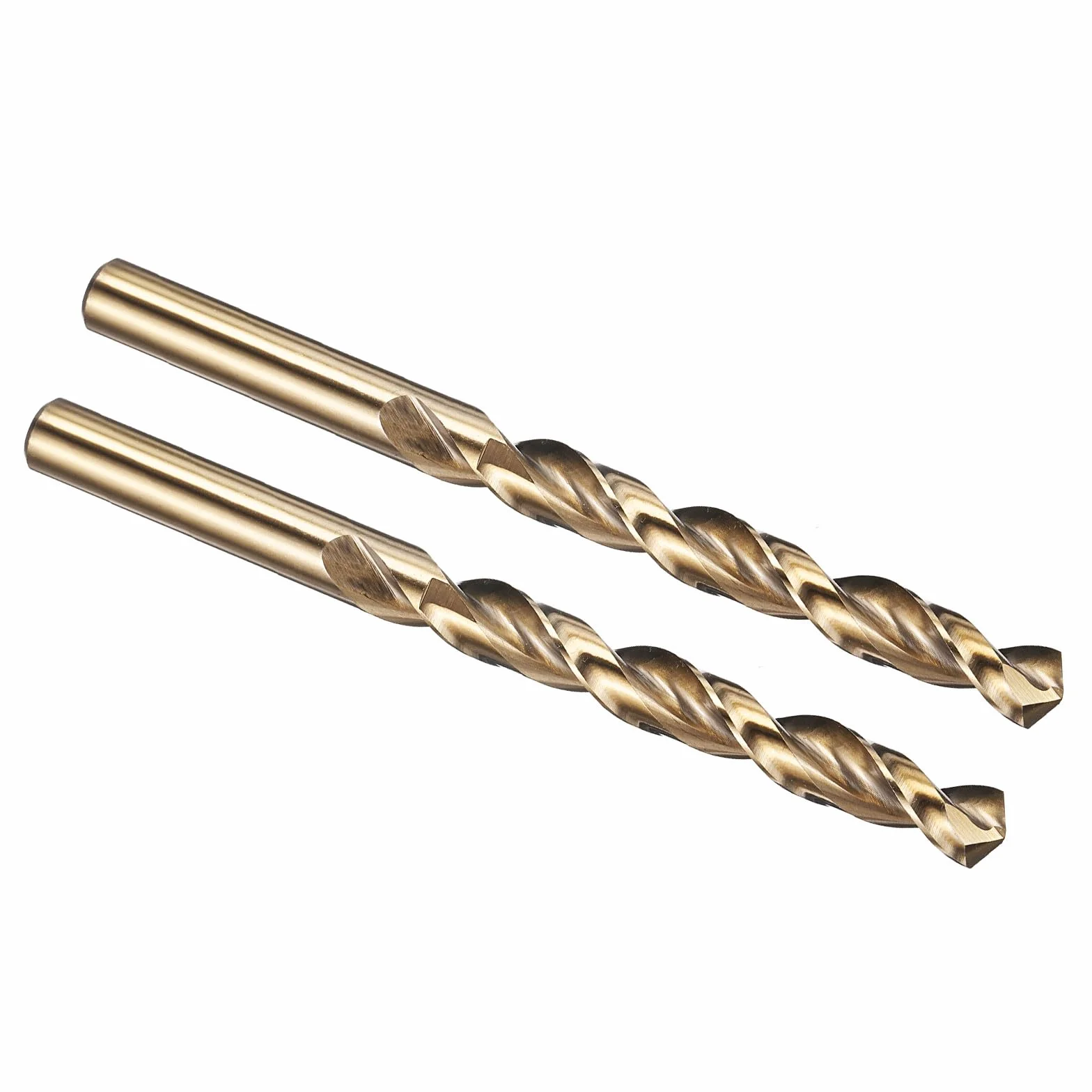 PATIKIL Brocas de 10mm, Acero de Alta Velocidad M42 con 8% Cobalto, Vástago Recto Jobber 135°, Acabado Dorado para Aleación de Titanio de Alta Temperatura y Metal Duro - Paquete de 2