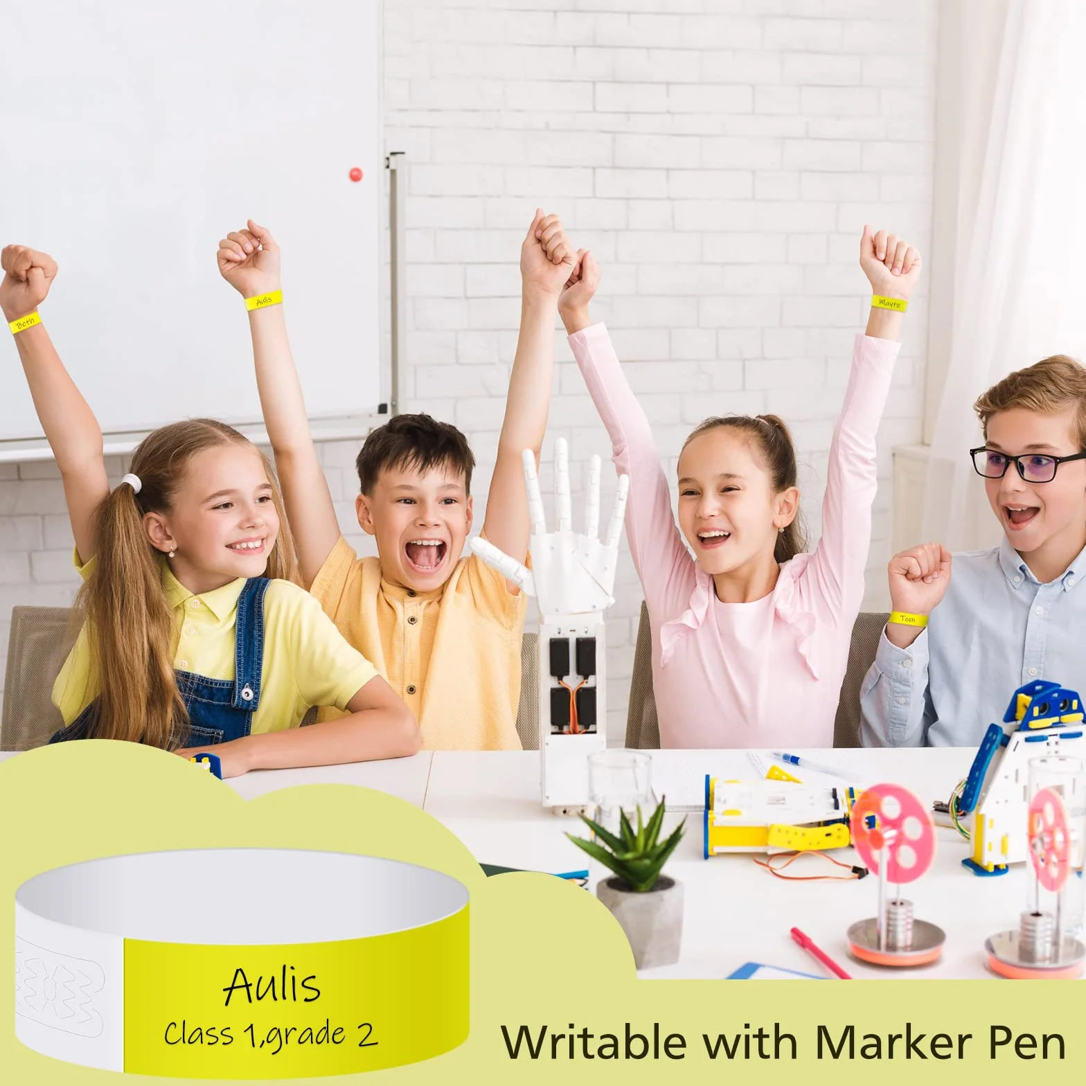 ASTARON Pulseras para eventos 400 piezas de papel de neón amarillas impermeables para fiestas clubes concierto