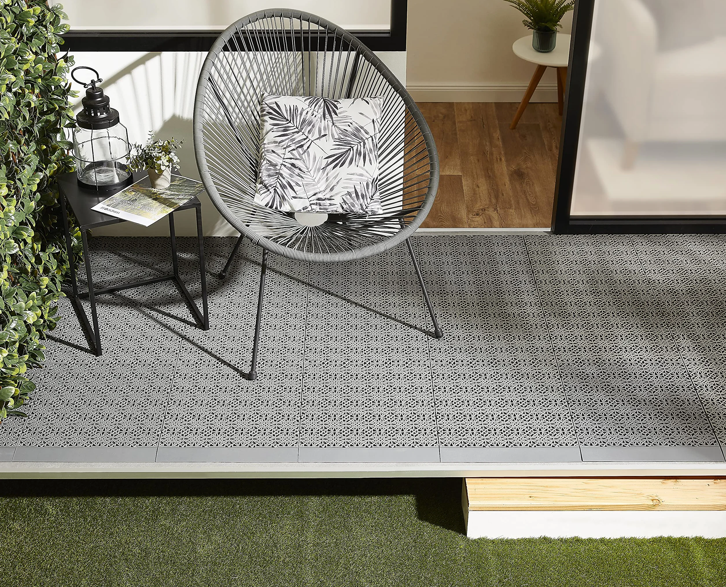 Andiamo 202403 - Set de baldosas de plástico para suelo, 38 x 38 cm, 7 unidades, 1 m², color gris